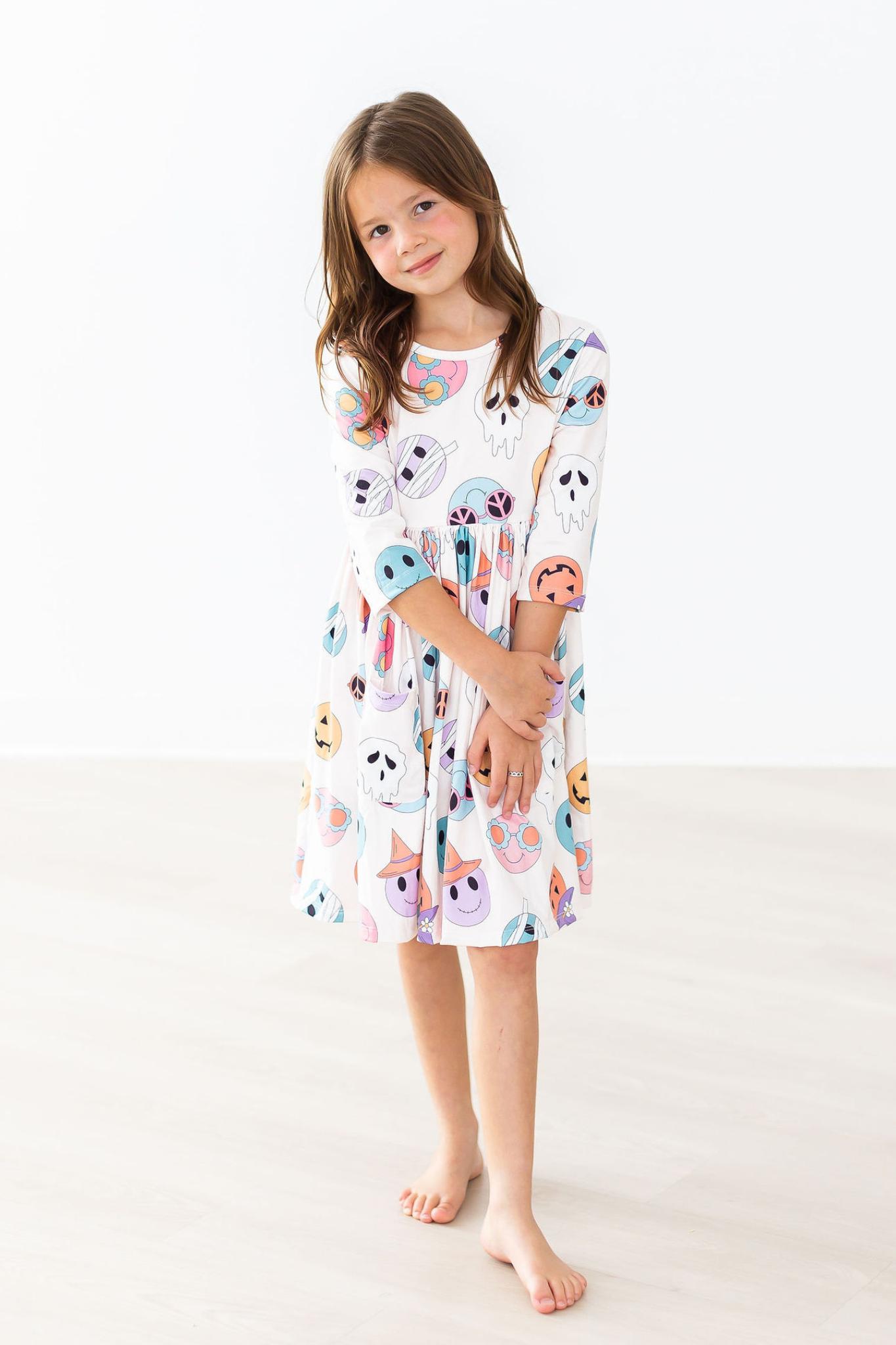 SALE Monster Mash 3/4 Sleeve Pocket Twirl Dress