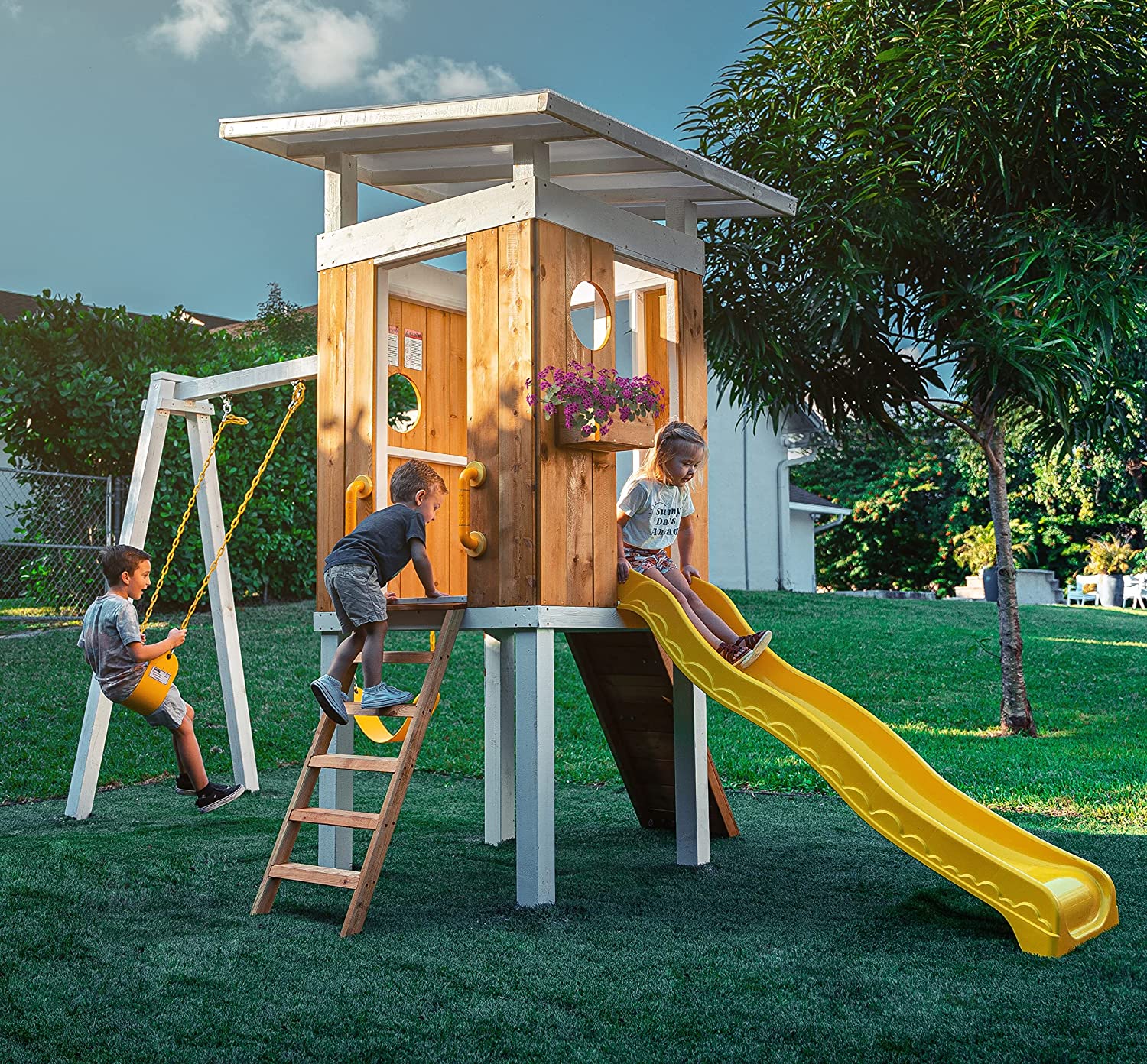 Forest - Modern Backyard Outdoor Swing Set 2 Swings And Trapeze Bar Outdoor Avenlur.com Large - 2 Swing 1 Trapeze Bar  