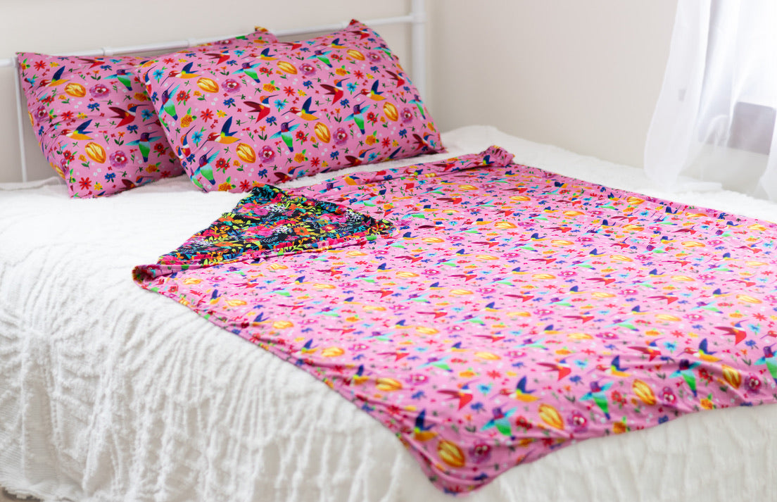 Hummingbird Floral Standard Pillow Case Set