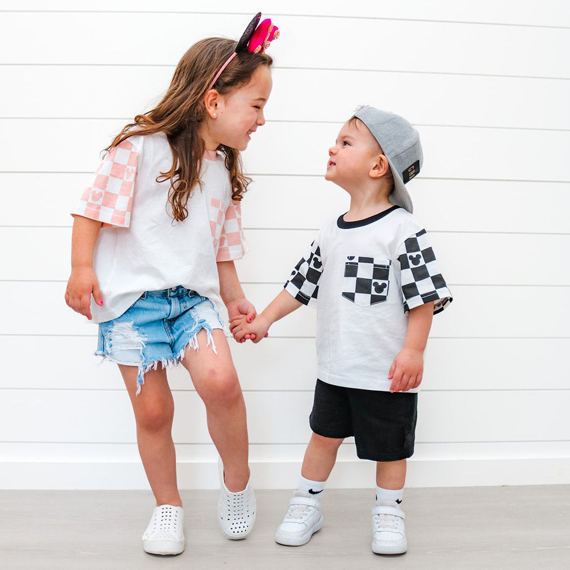 Black Checkered Pocket Toddler & Kids T Shirt