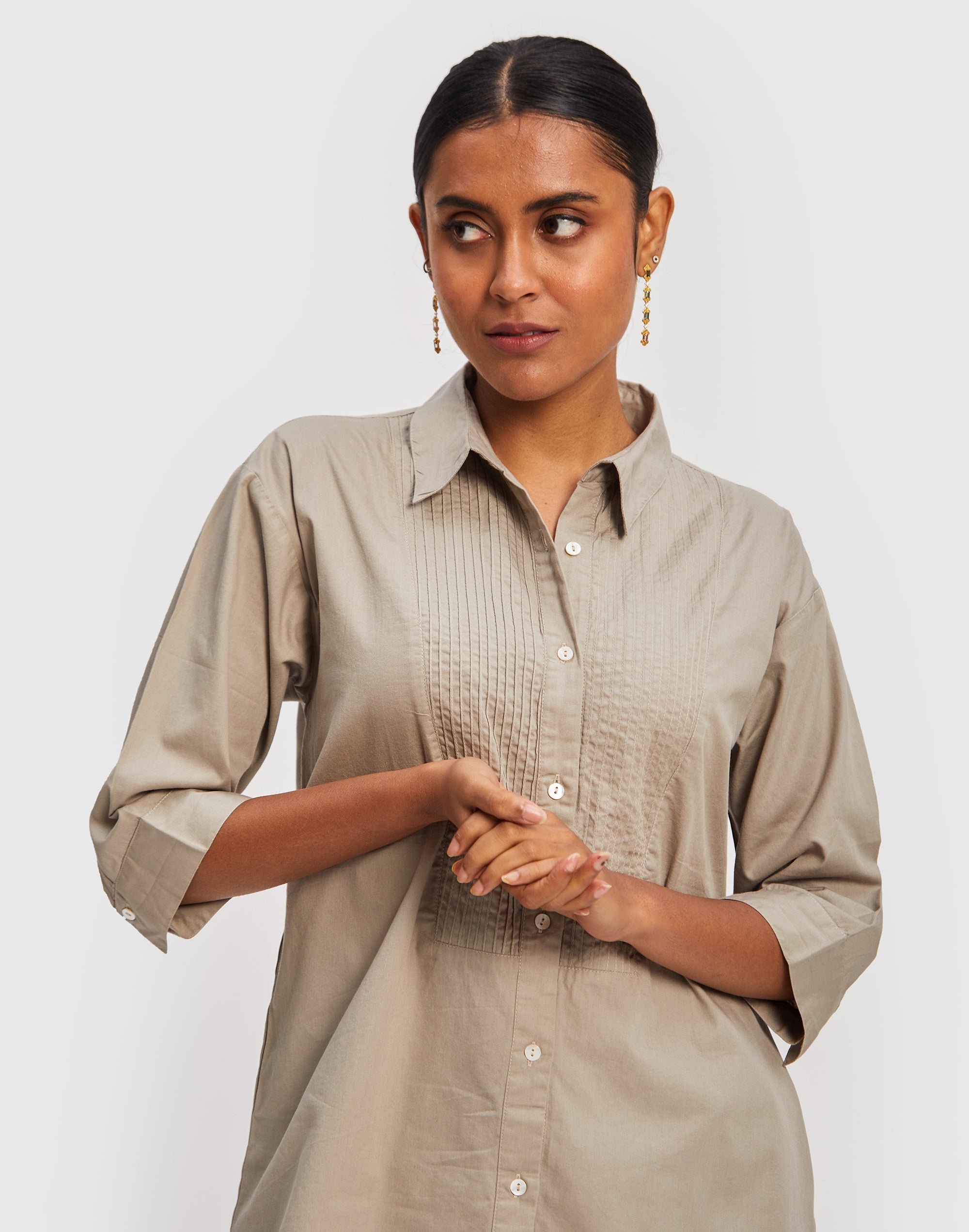 All in One Shirt - Poplin Ecru