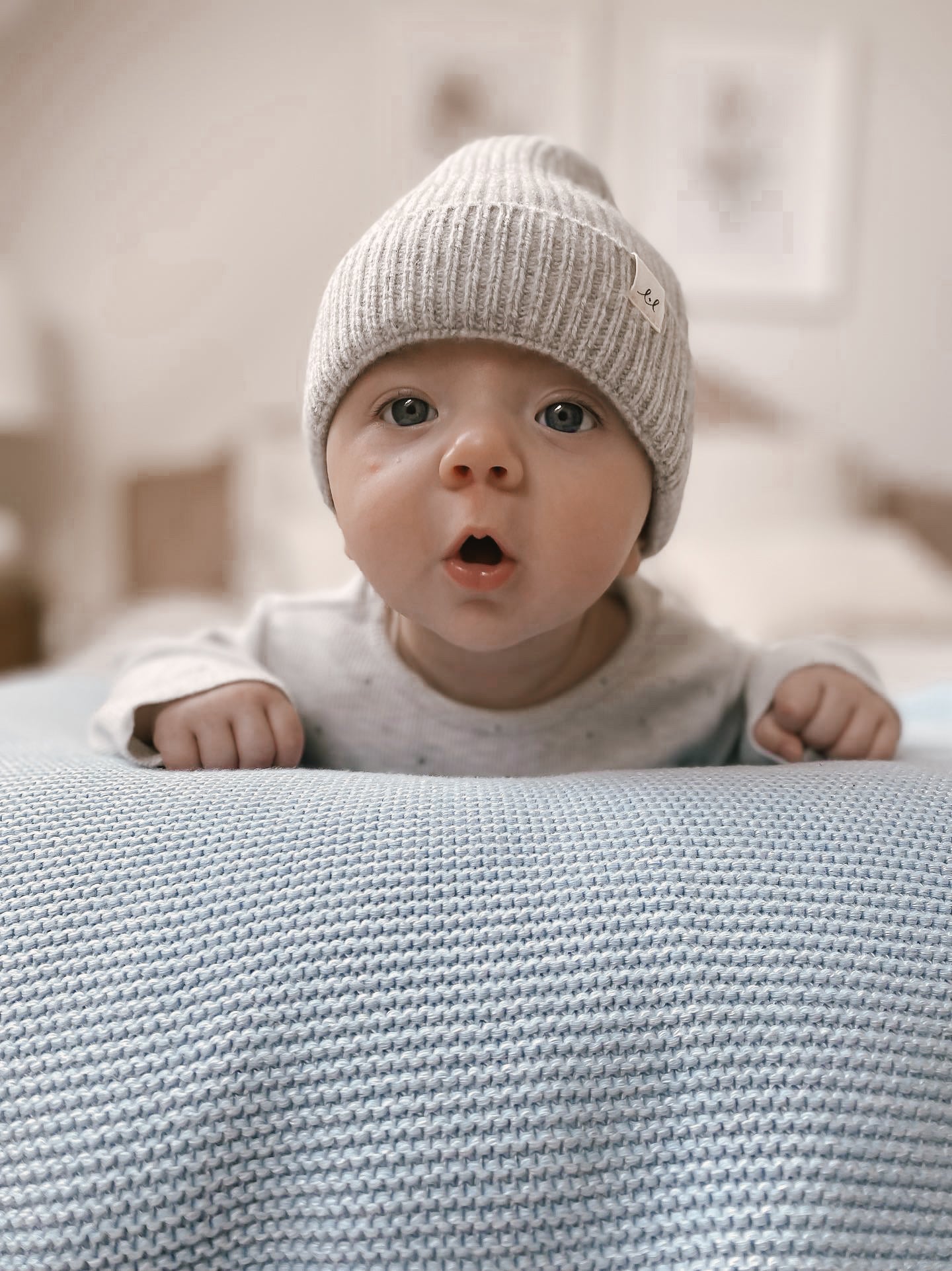 Luna + Luca Merino Wool Baby Beanie - Heather Gray