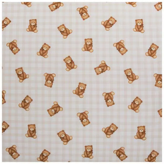 Beige Teddy Bear Gingham Ruffle Baby Lounger Cover