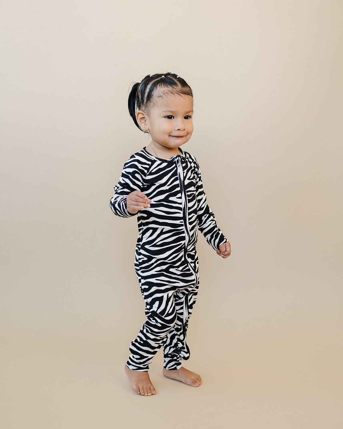 Bamboo Zip Romper | Zebra
