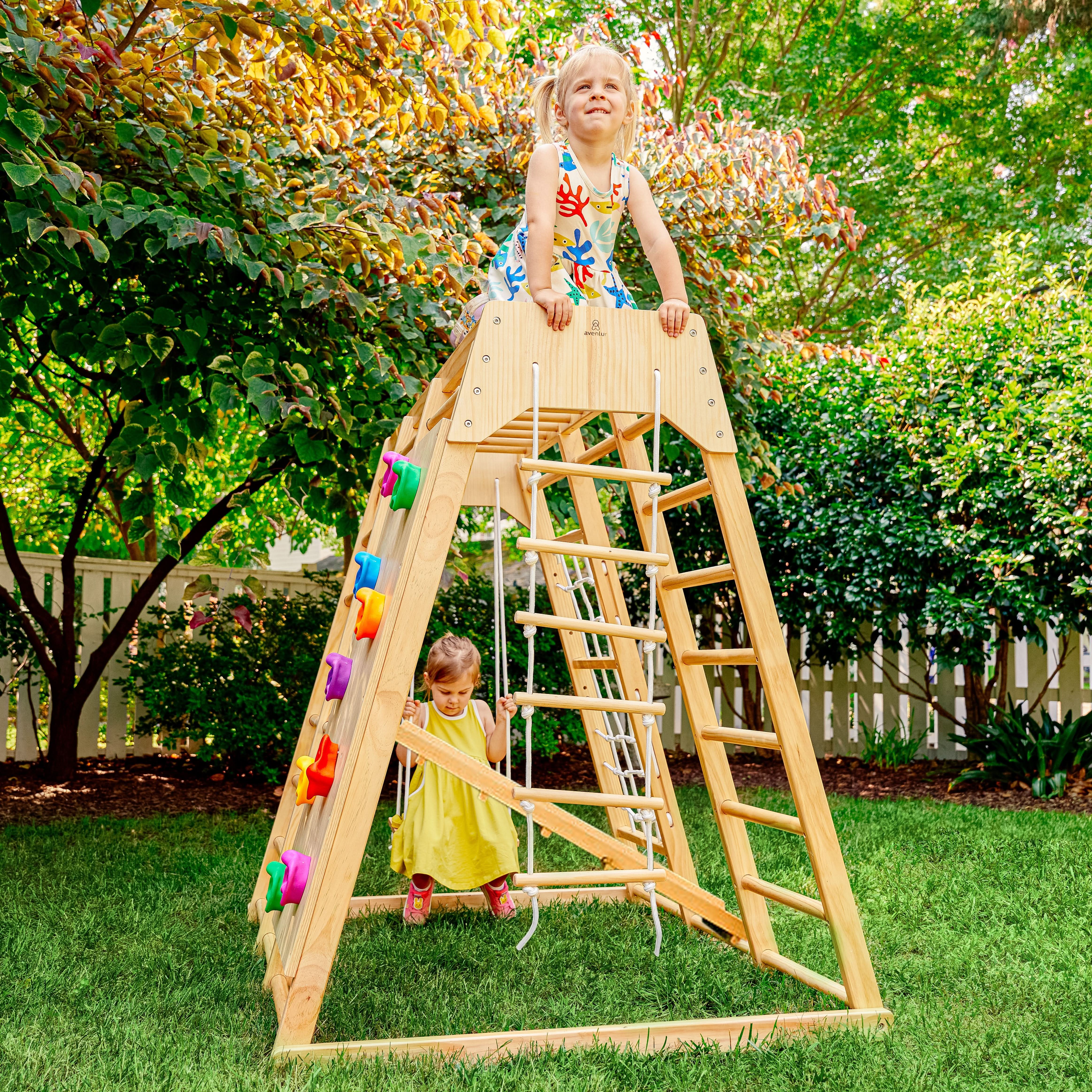 Magnolia 7-in-1 Real Wood Playset | Indoor & Outdoor Climbing Gym for Kids
