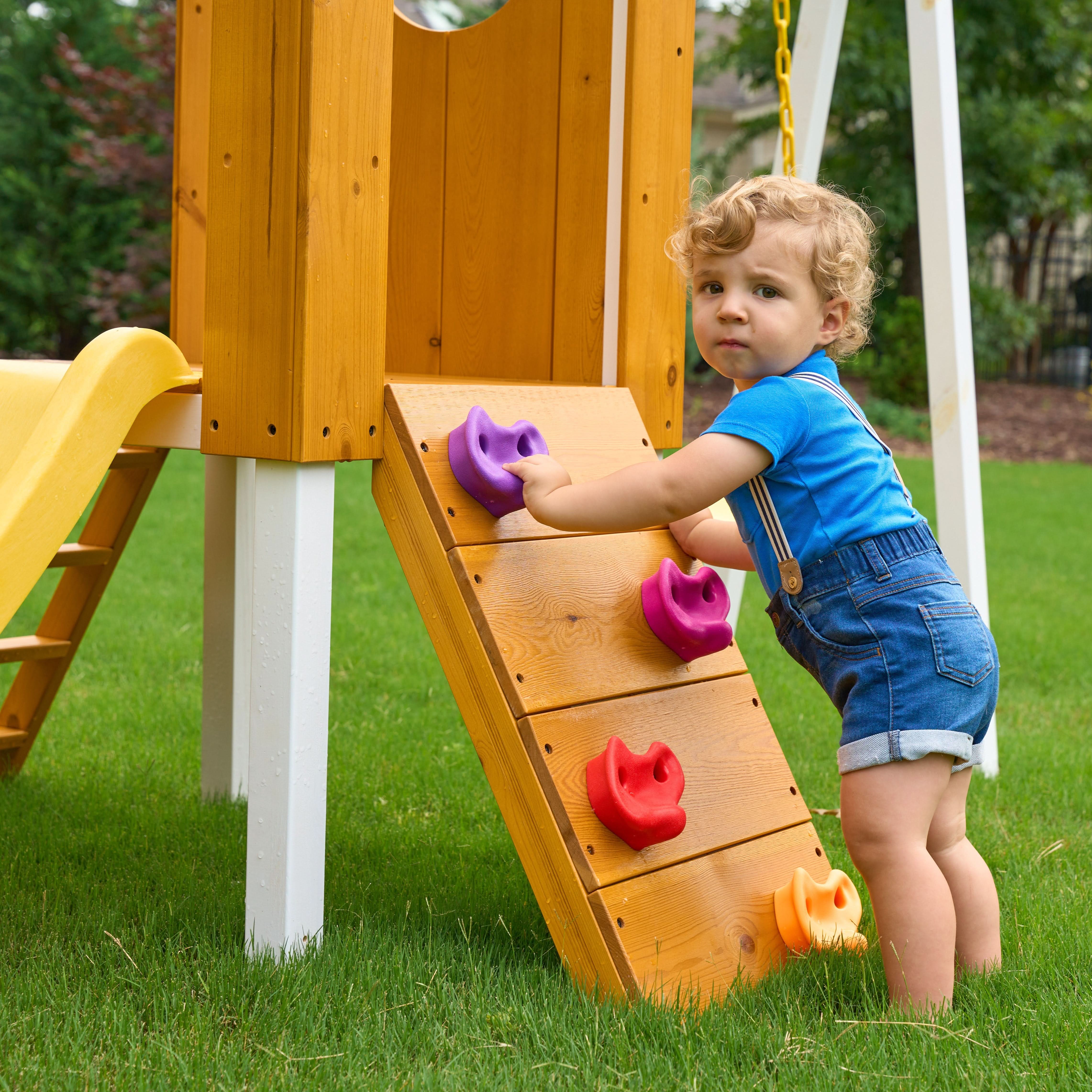 Forest Small Outdoor Toddler Swing Set | Compact Wooden Swing Frame for Babies & Kids