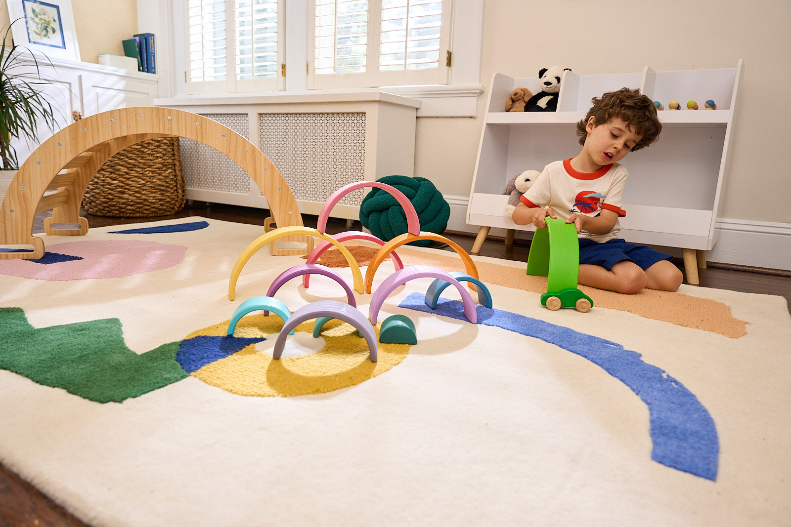 Wooden Rainbow Stacker Blocks Indoor Avenlur.com   