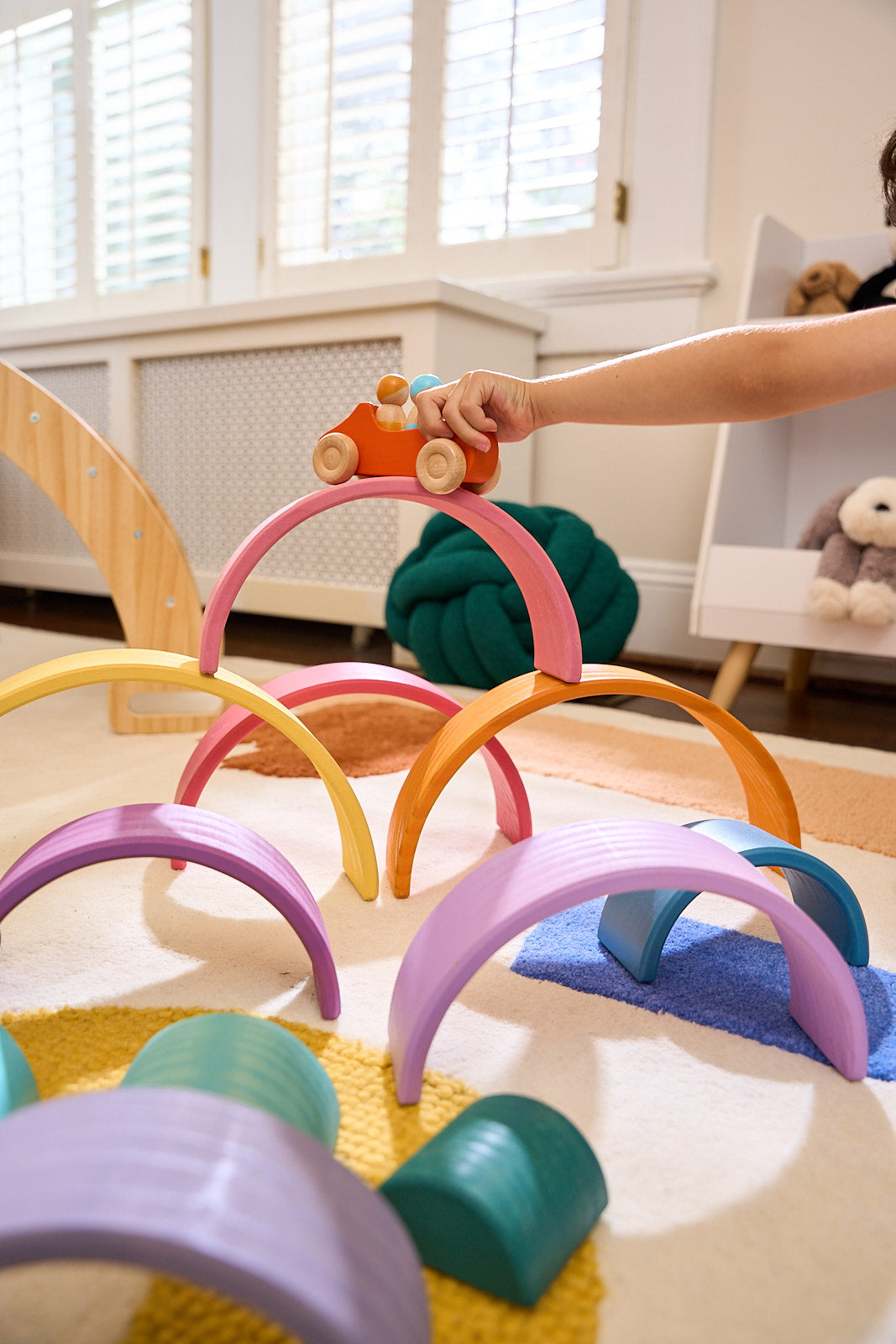 Wooden Rainbow Stacker Blocks Indoor Avenlur.com   