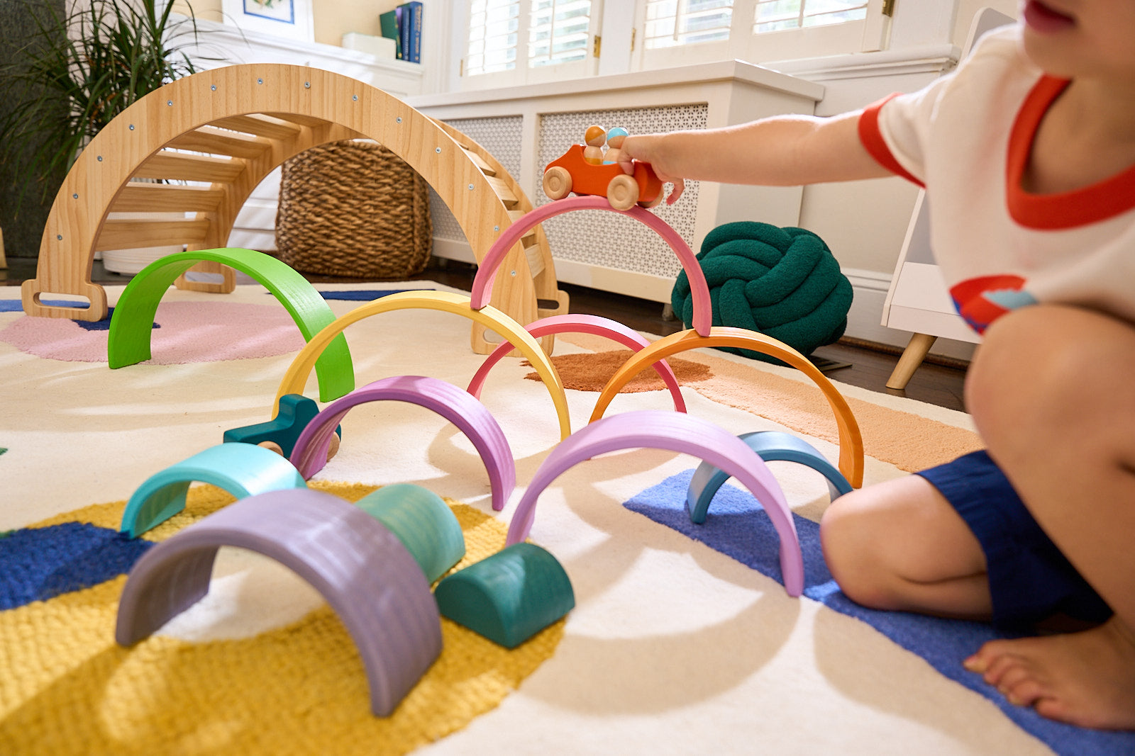 Wooden Rainbow Stacker Blocks Indoor Avenlur.com   