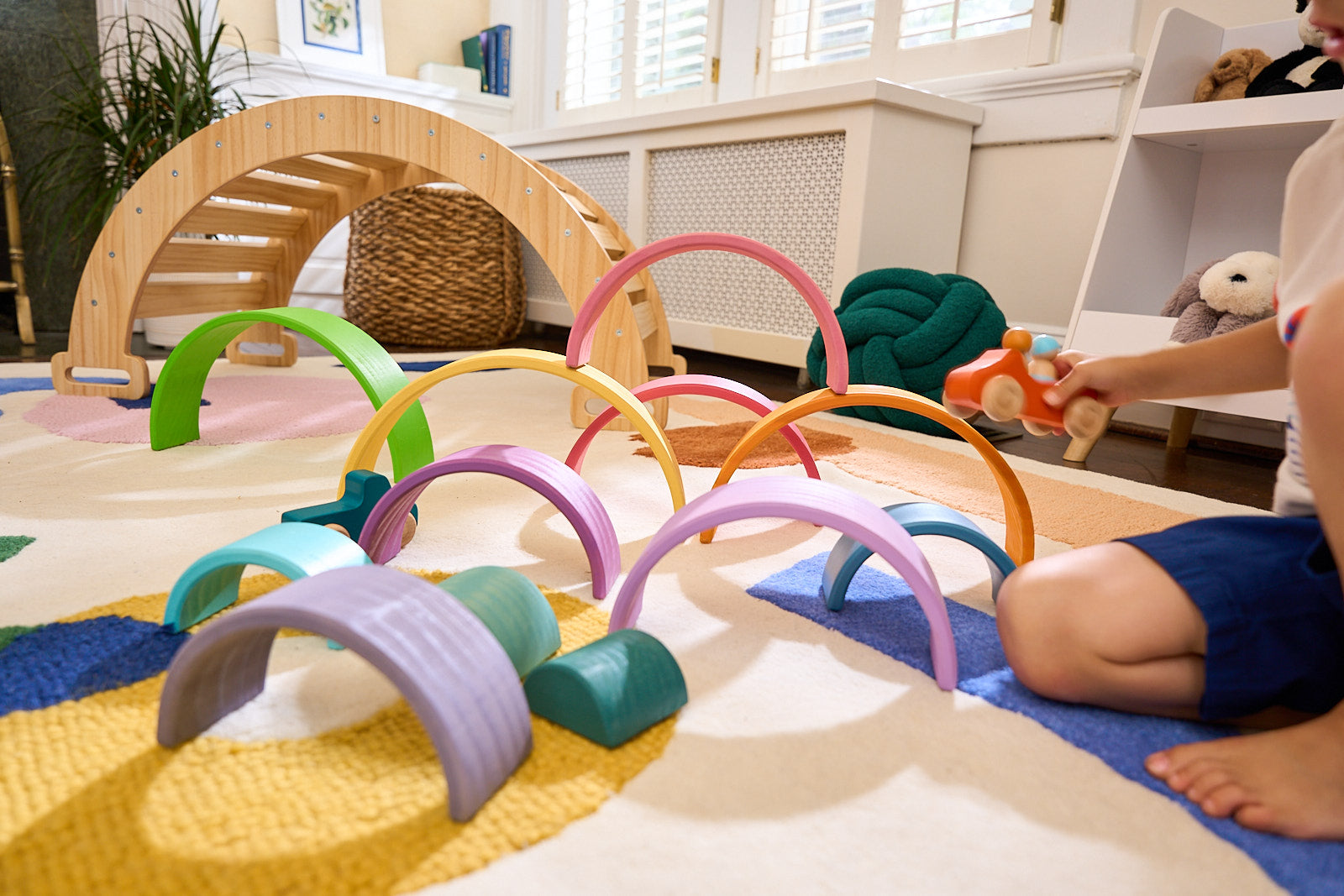 Wooden Rainbow Stacker Blocks Indoor Avenlur.com   