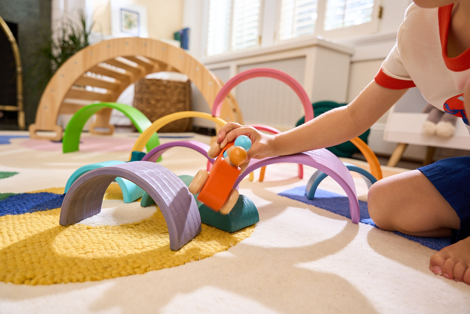 Wooden Rainbow Stacker Blocks Indoor Avenlur.com   