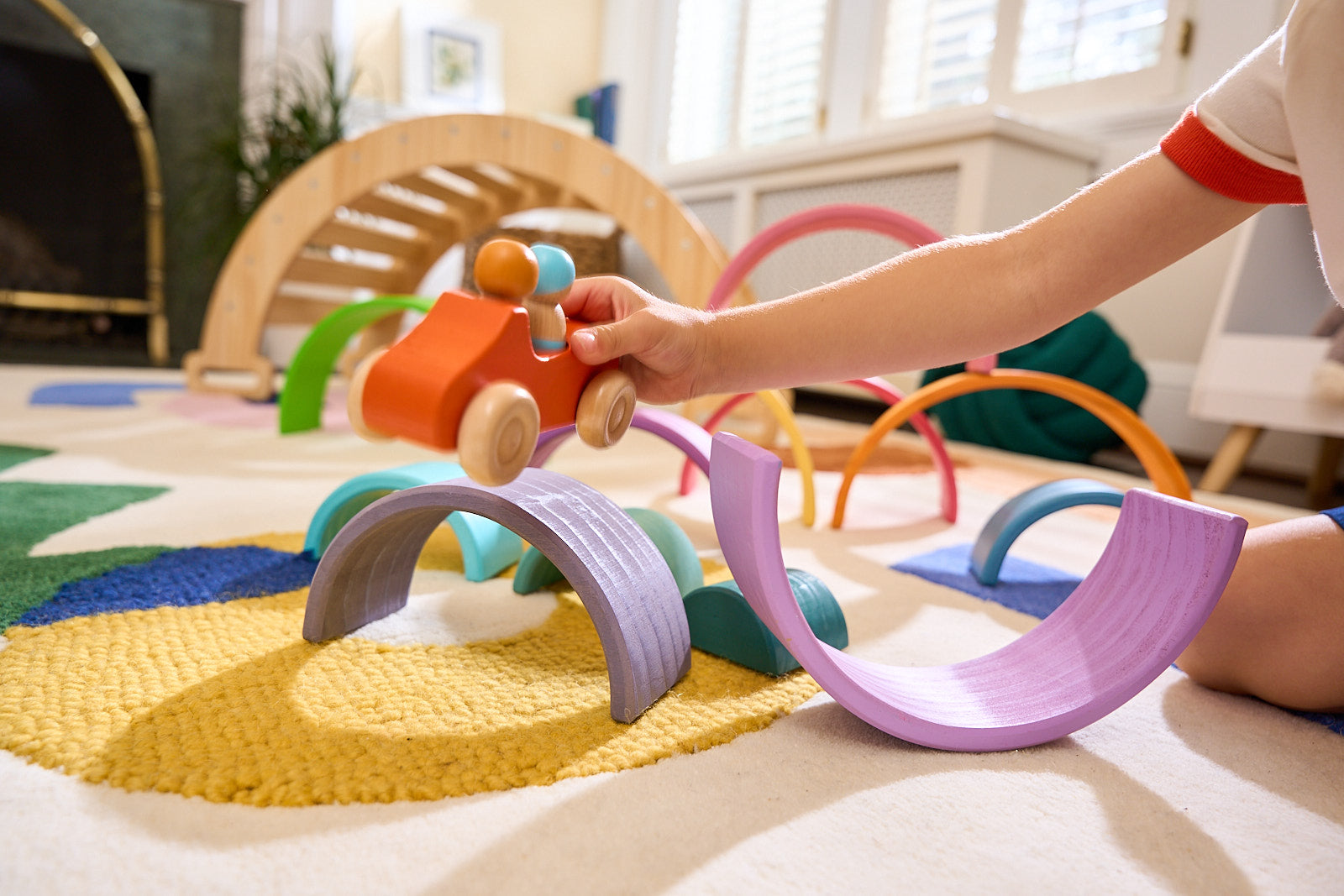 Wooden Rainbow Stacker Blocks Indoor Avenlur.com   