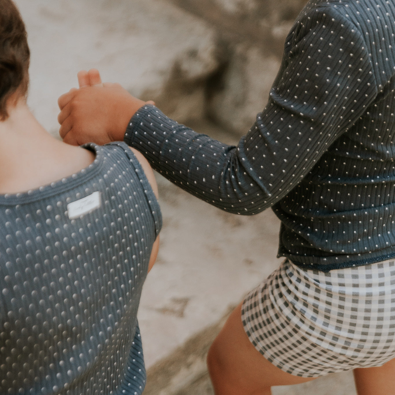 The Printed Short Sleeve Tee - Steel Gingham