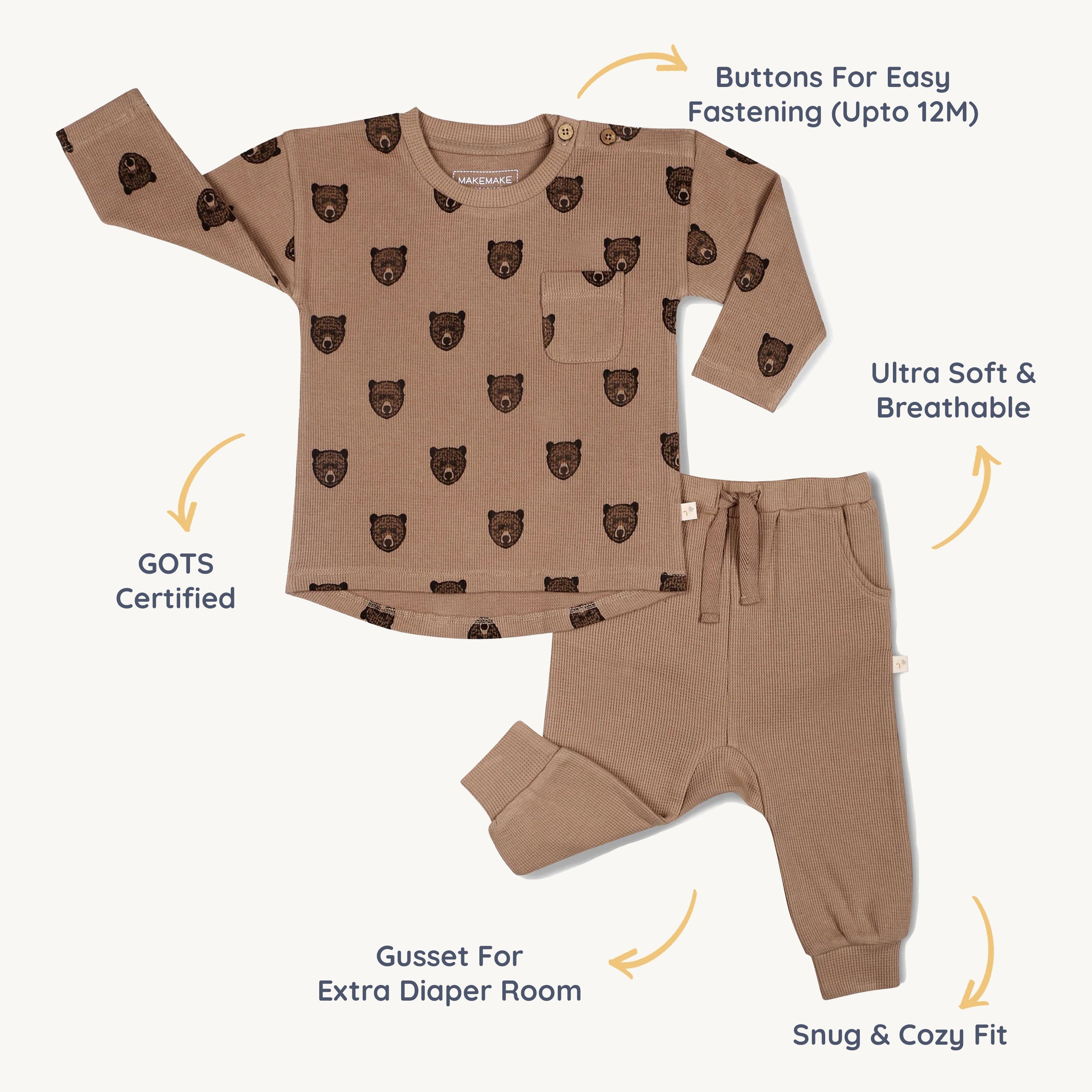 Organic Long Sleeve Tee & Pant Set - Wild Bear