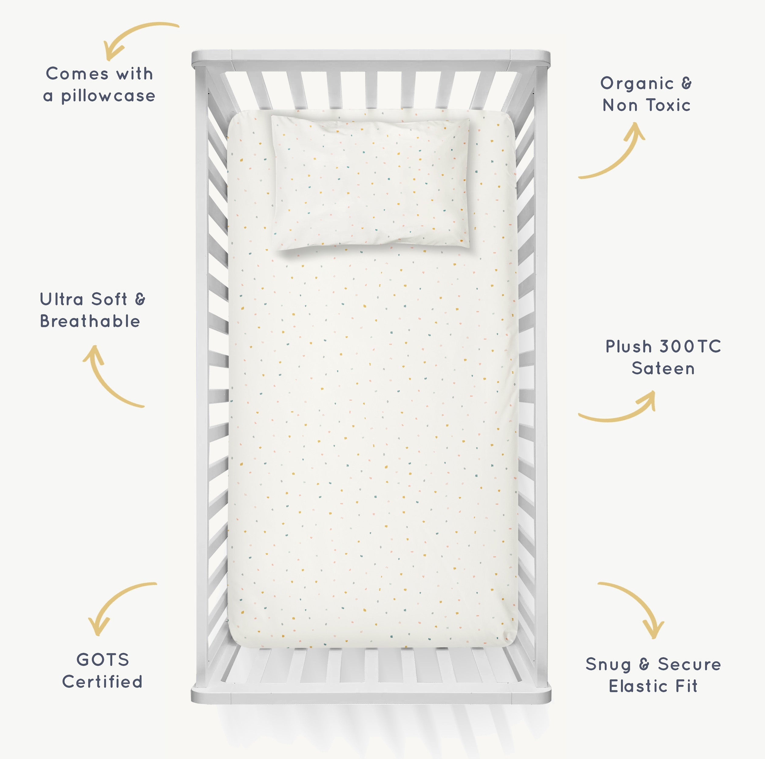 Organic Crib Sheet - Dotty Crib Sheet Makemake Organics   