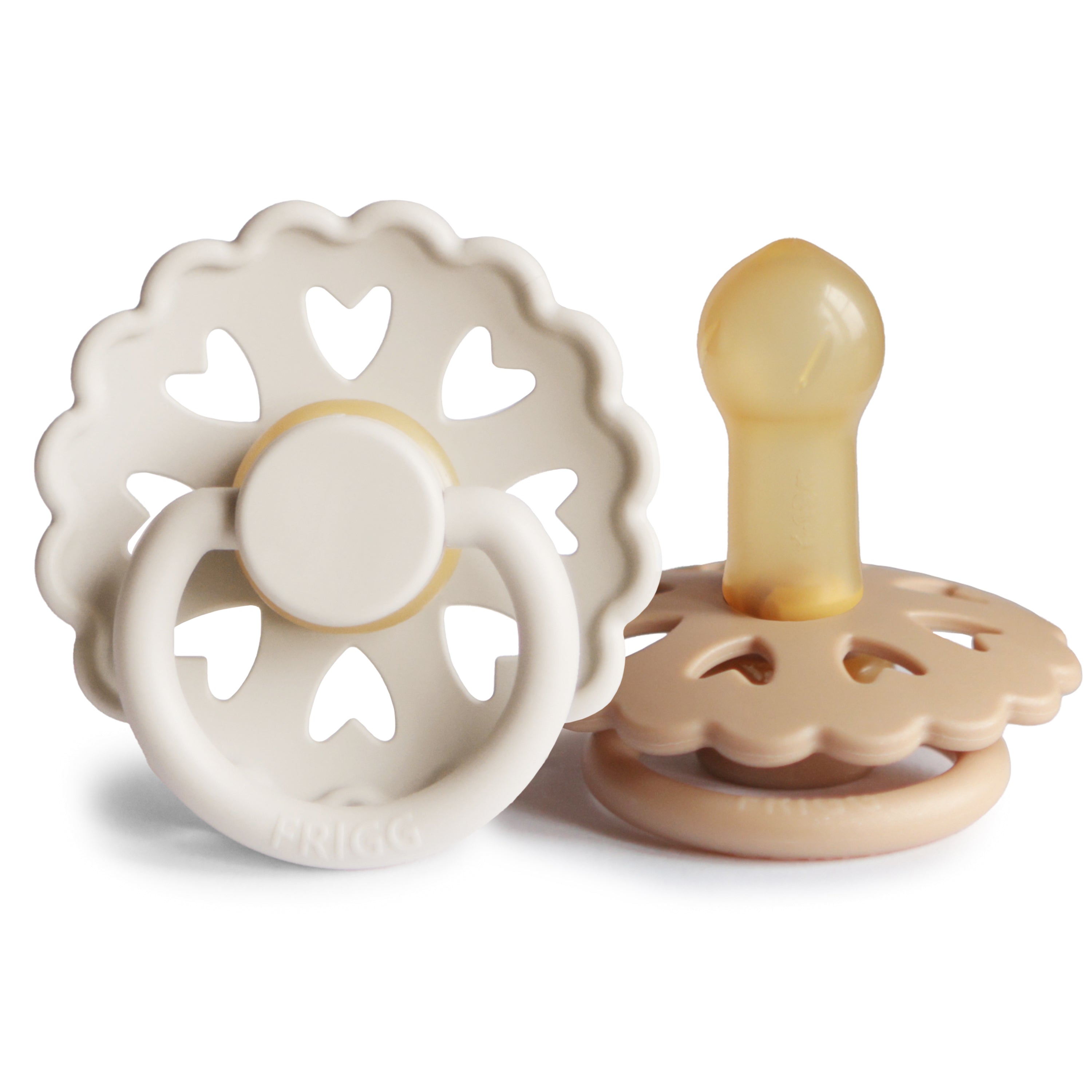 FRIGG Andersen Fairytale Natural Rubber Pacifier 2-Pack FRIGG PACIFIERS Mushie Cream/Silky Satin 6-18 months 