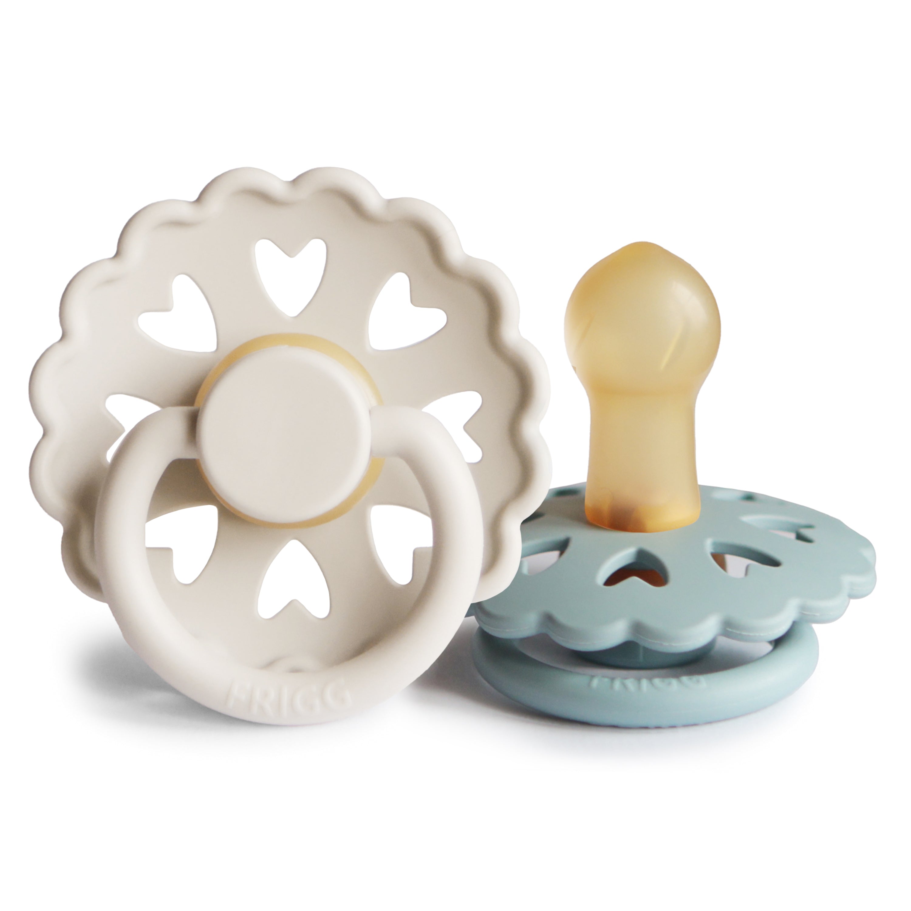 FRIGG Andersen Fairytale Natural Rubber Pacifier 2-Pack FRIGG PACIFIERS Mushie Cream/Stone Blue 0-6 months 