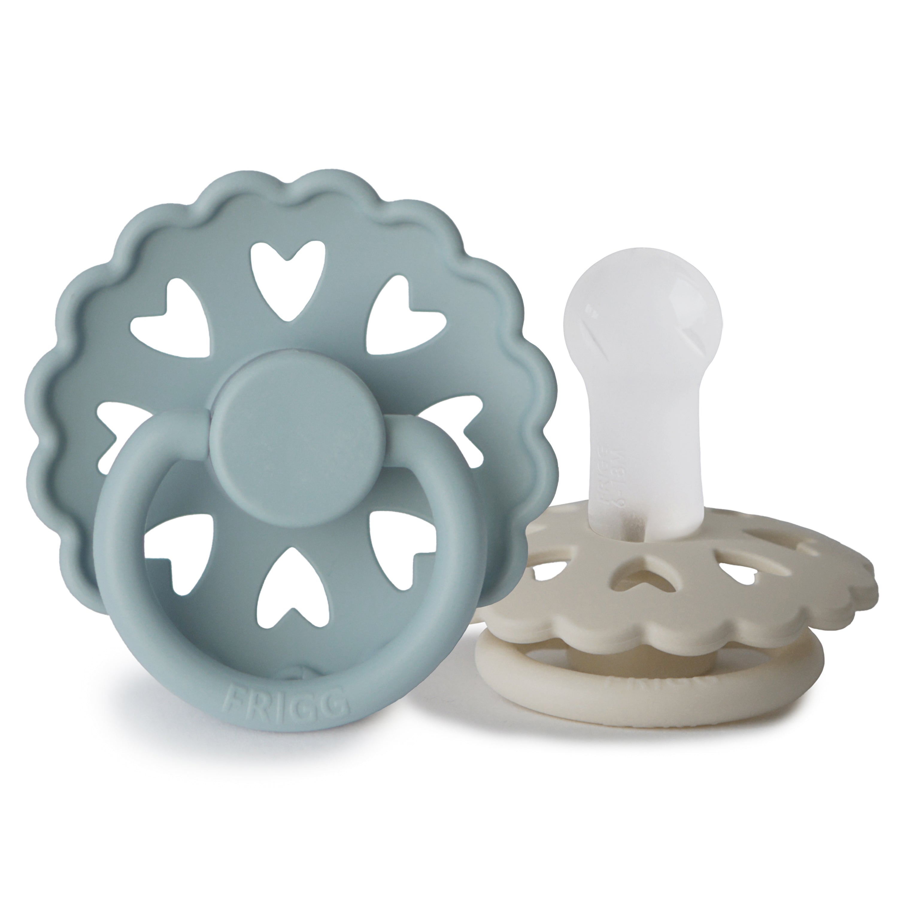 FRIGG Andersen Fairytale Silicone Pacifier 2-Pack FRIGG PACIFIERS Mushie Stone Blue/Willow Gray 6-18 months 