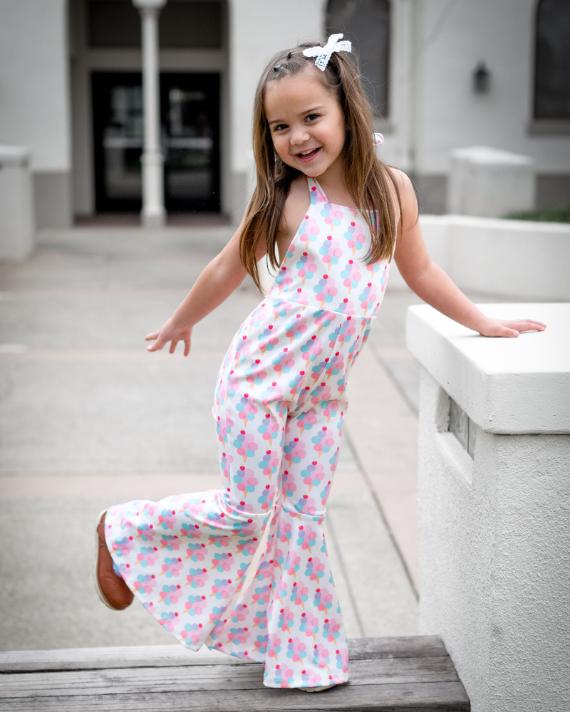 Andi Pleated Bell Bottom Jumpsuit - Bubble Yum