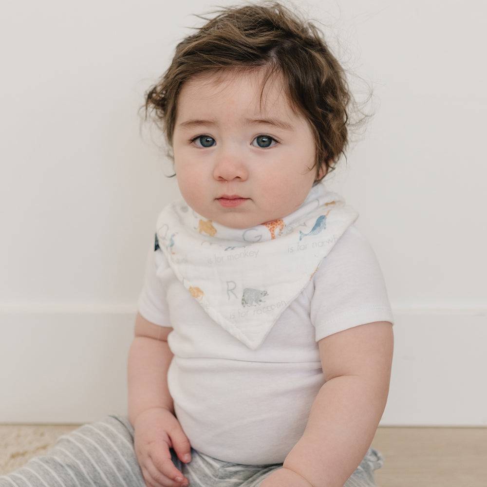 Animal Alphabet Muslin Bandana Bib Bib Bebe au Lait   