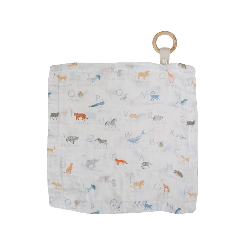 Animal Alphabet Oh So Soft Muslin Teether Blanket Teether Blanket Bebe au Lait   