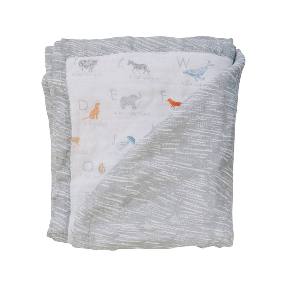 Animal Alphabet + Grey Crayon Oh So Soft Snuggle Blanket Snuggle Blanket Bebe au Lait   