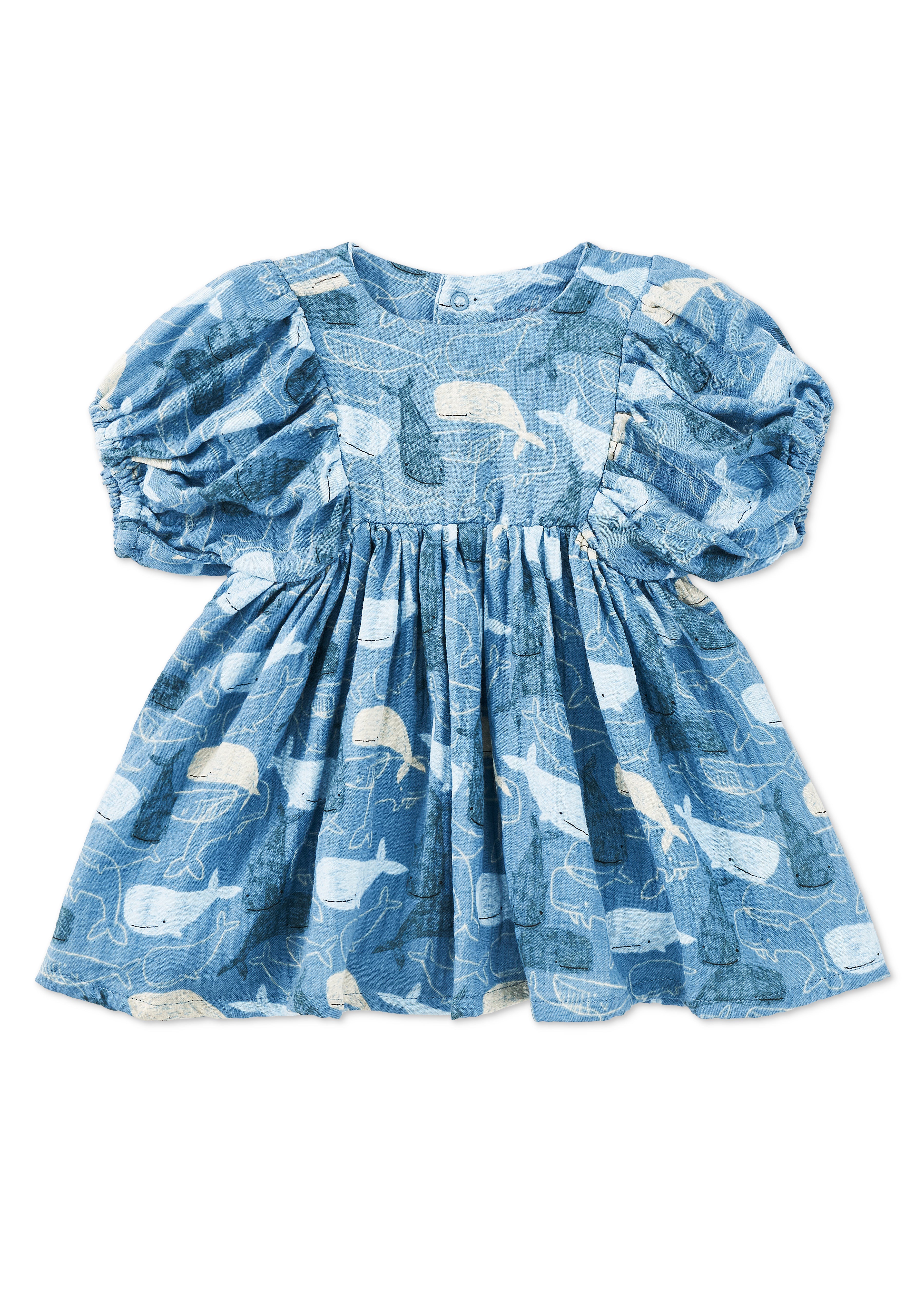 Dress with Puff Sleeves - Whale Tales