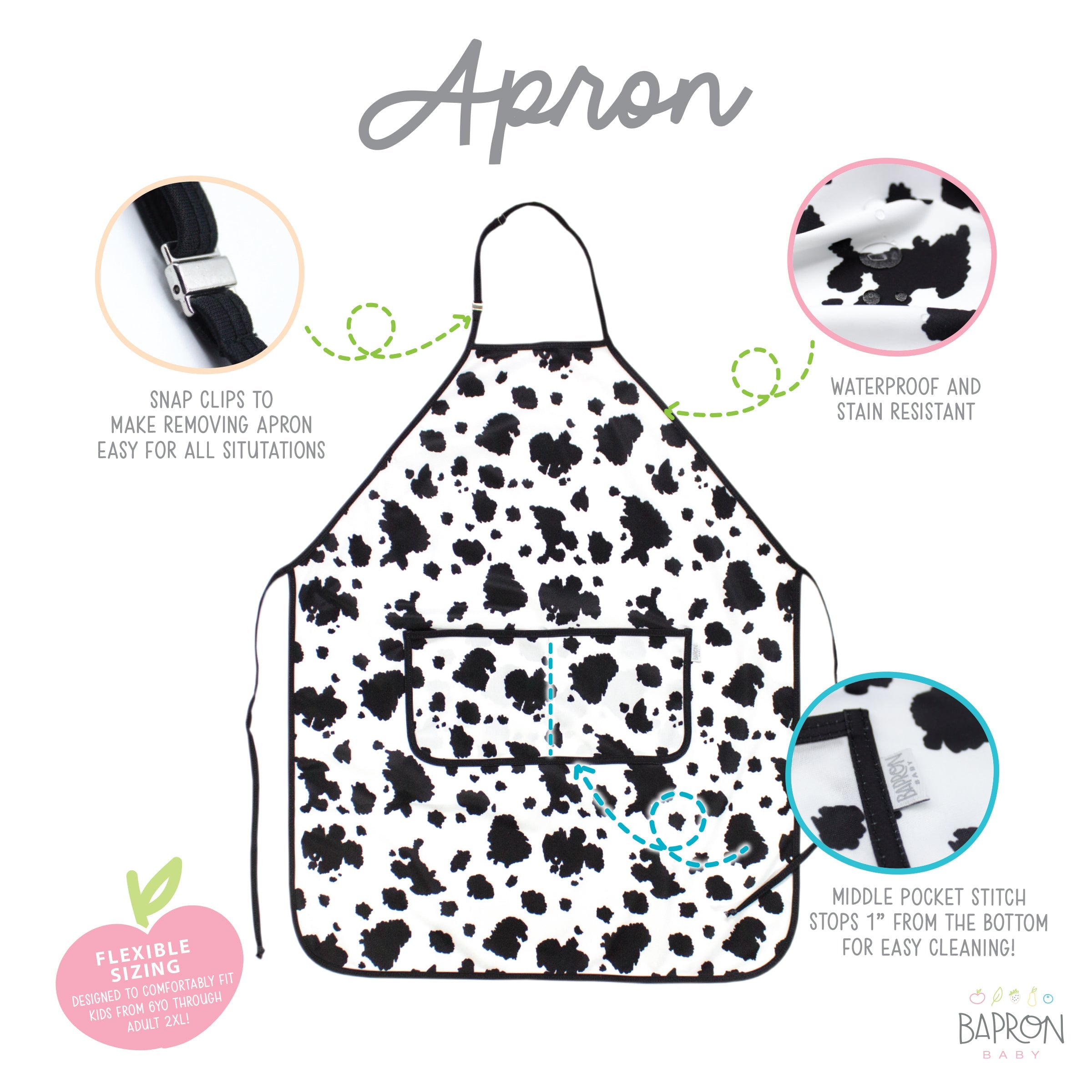 Cowhide Apron - fits sizes youth small through adult 2XL  BapronBaby   