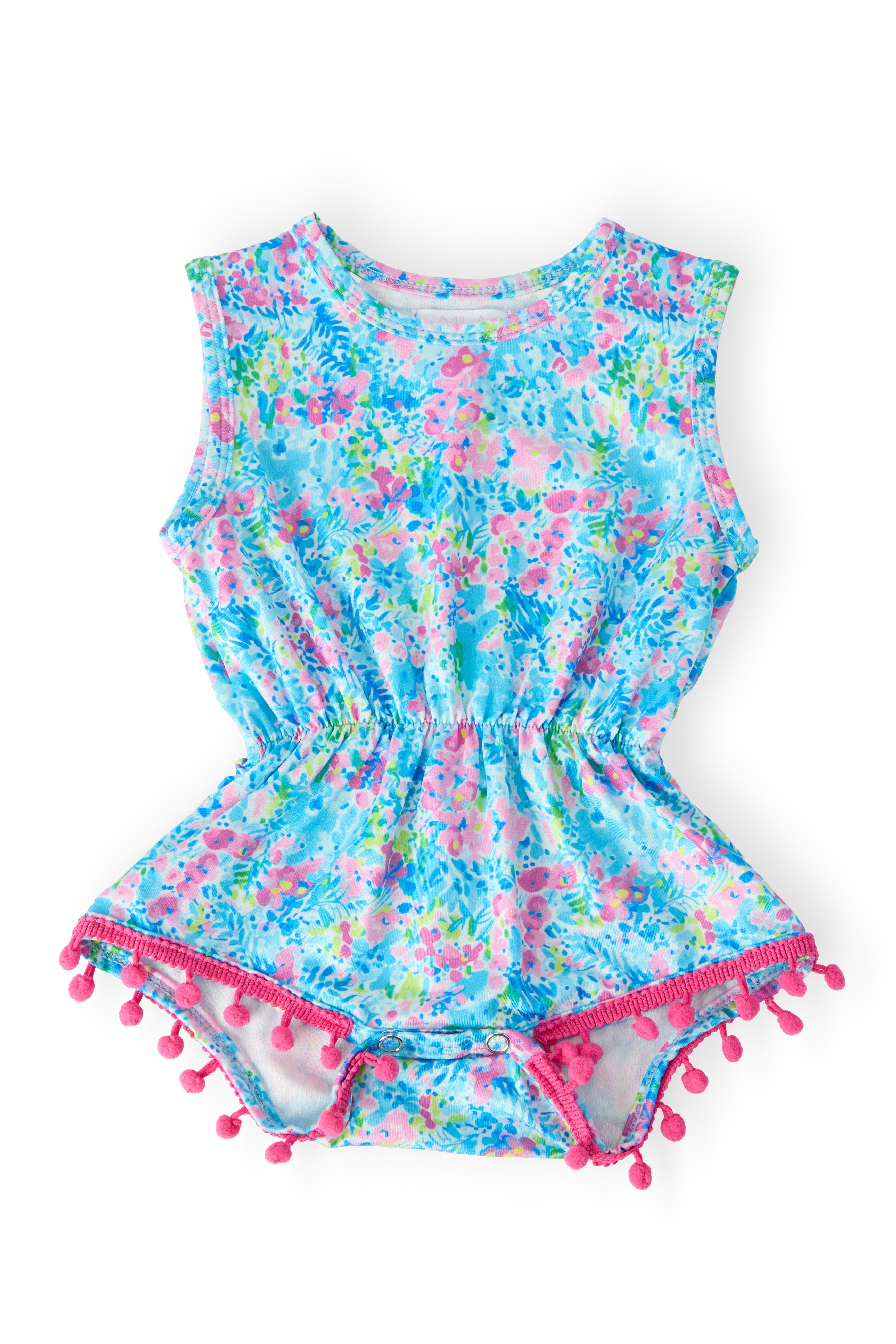 Aqua Garden Pom Pom Romper
