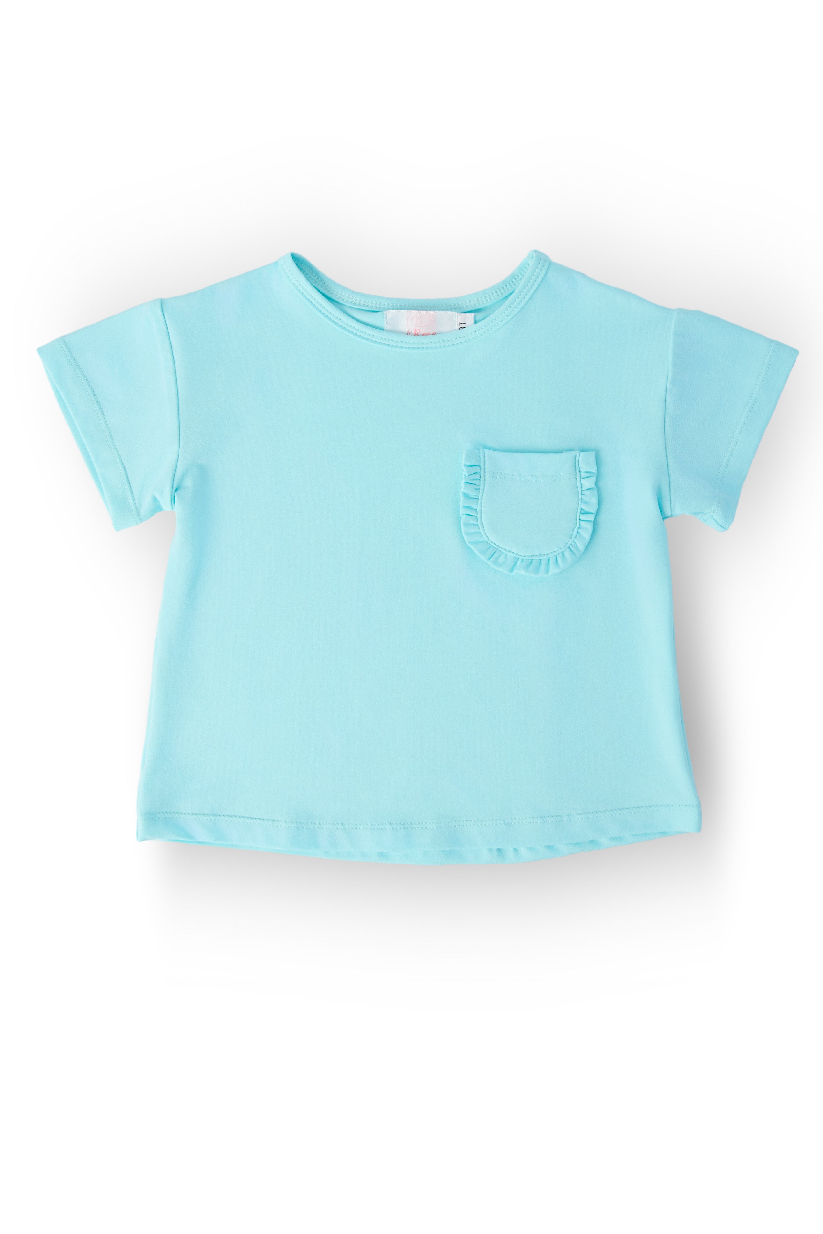 Aqua Ruffle Pocket Tee