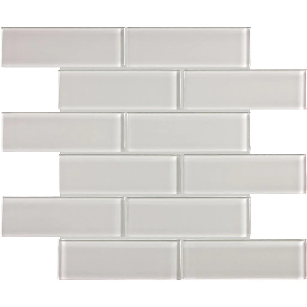 Mist 2"x6" Brick on 11.75"x11.75" Mesh Glass Mosaic Tile Element Series - Aquatica Collection