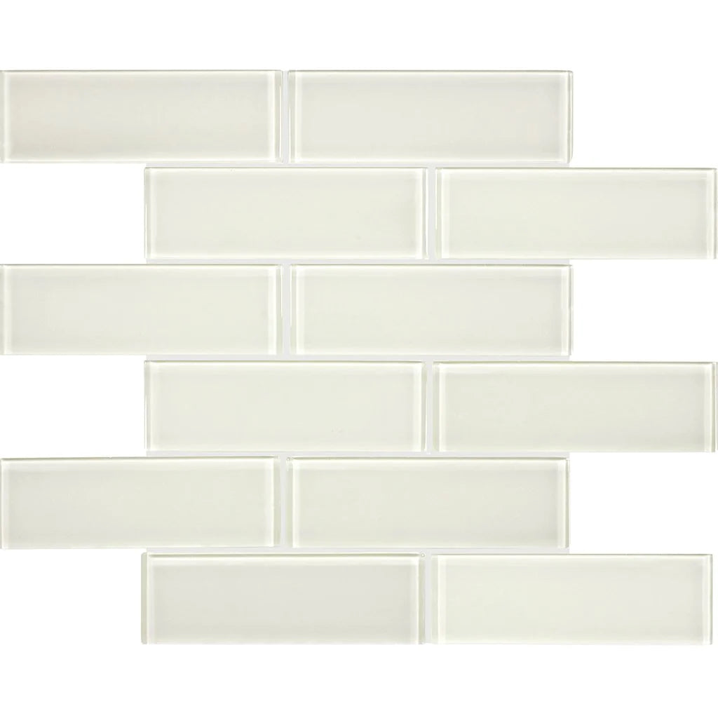 Sand 2"x6" Brick on 11.75"x11.75" Mesh Glass Mosaic Tile Element Series - Aquatica Collection