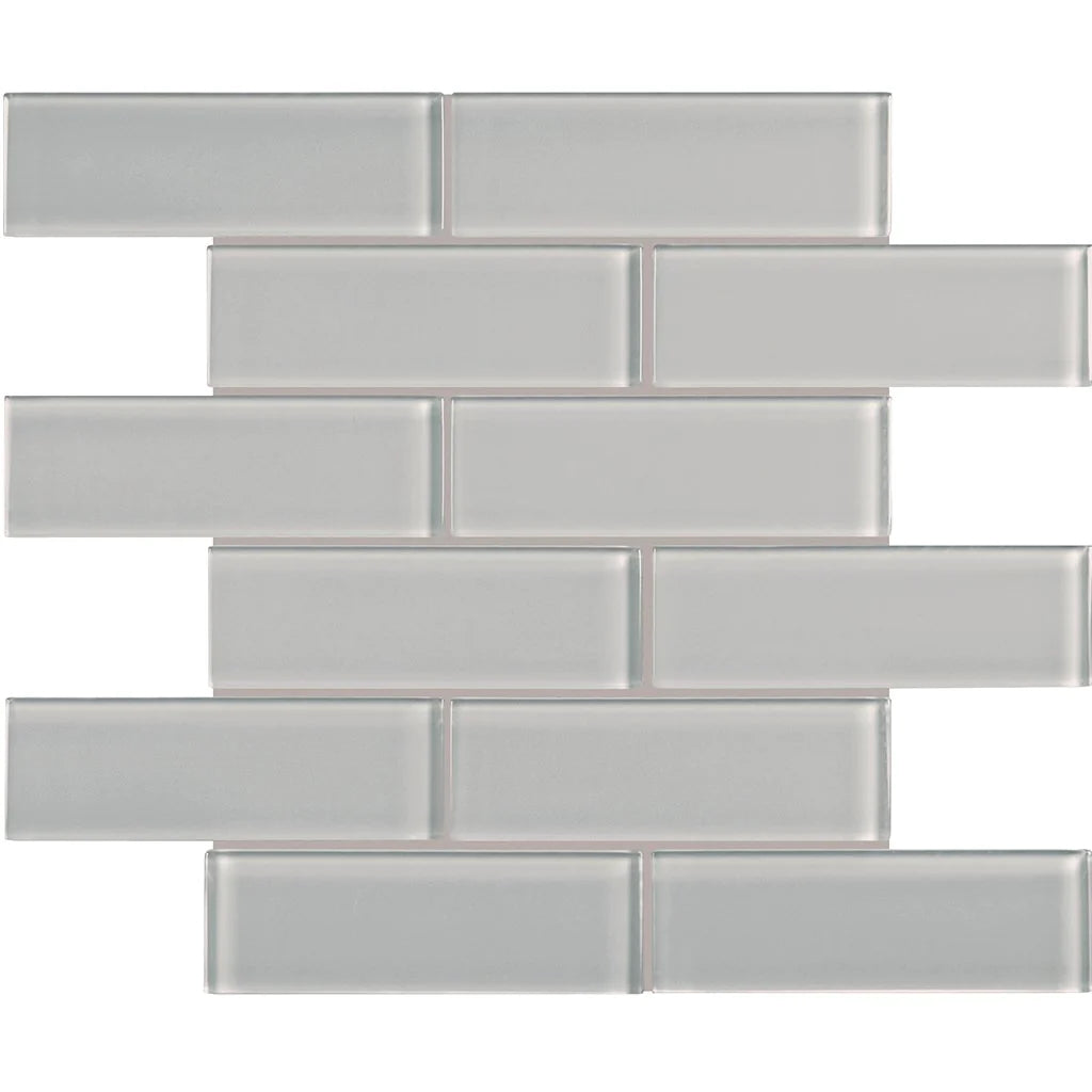 Shadow 2"x6" Brick on 11.75"x11.75" Mesh Glass Mosaic Tile Element Series - Aquatica Collection