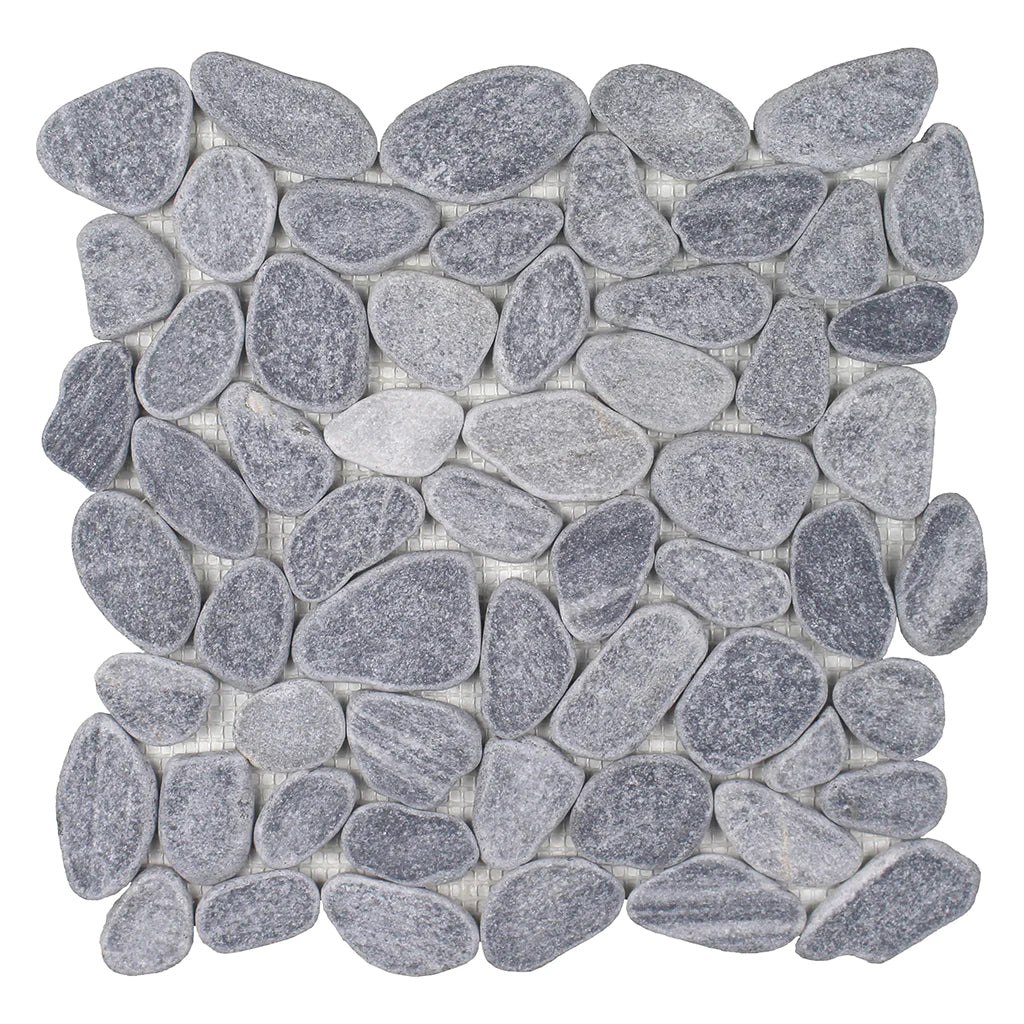 Grey Pebble Stone Mosaic Tile on 11.5"x11.5" Mesh Beach Stones Series - Aquatica Collection