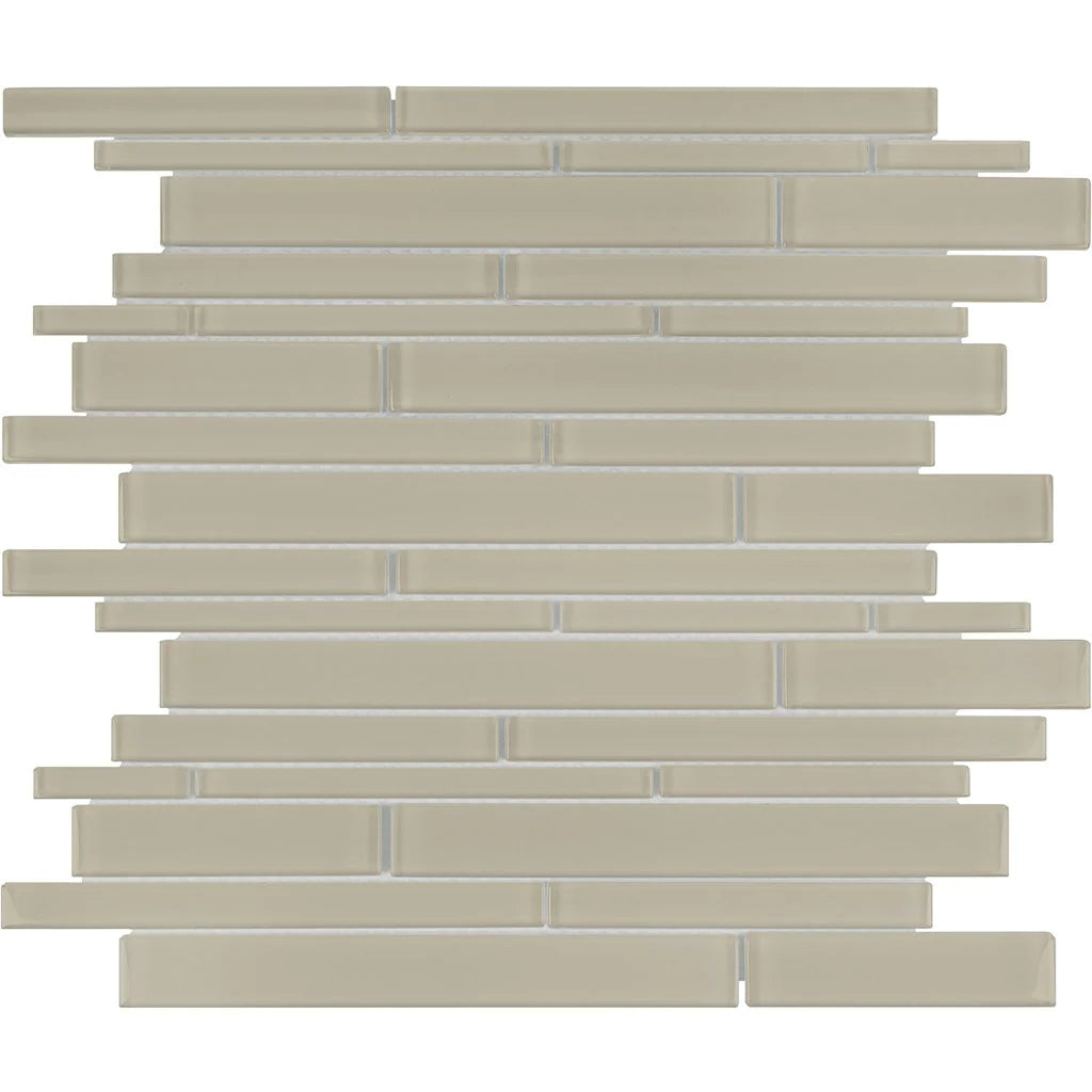 Earth Random Linear on 11.75"x11.75" Mesh Glass Mosaic Tile Element Series - Aquatica Collection