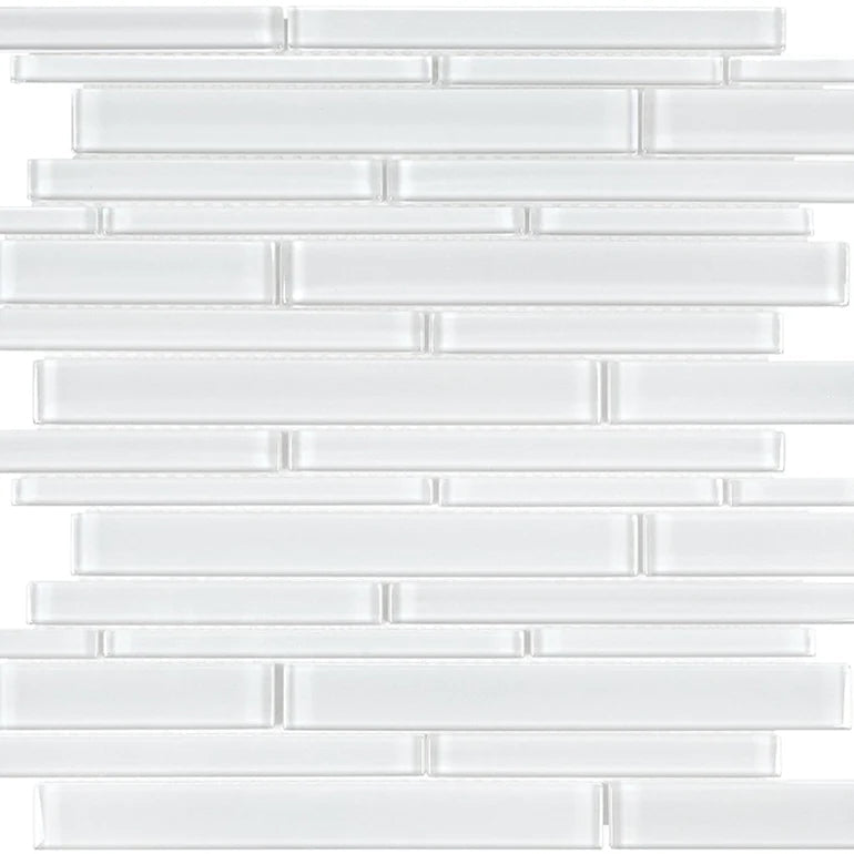 Ice Random Linear on 11.75"x11.75" Mesh Glass Mosaic Tile Element Series - Aquatica Collection