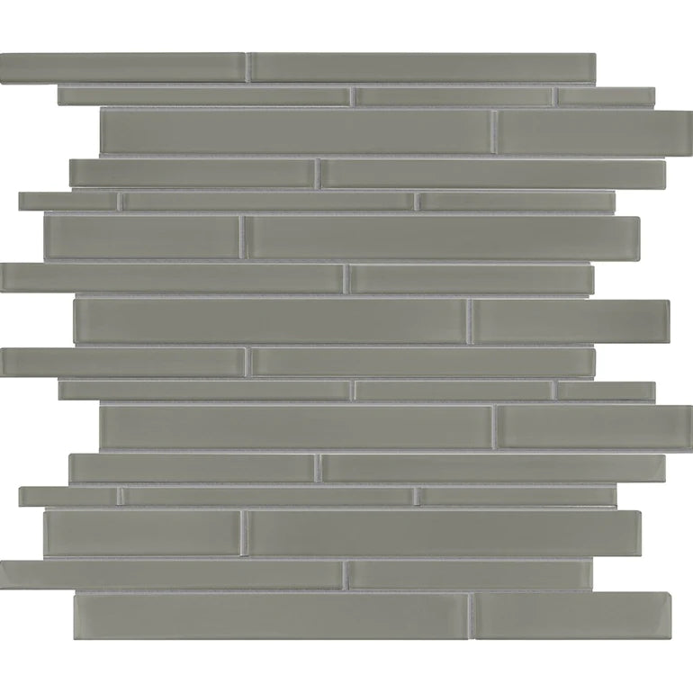 Natural Blend Random Linear on 11.75"x11.75" Mesh Glass Mosaic Tile Element Series - Aquatica Collection