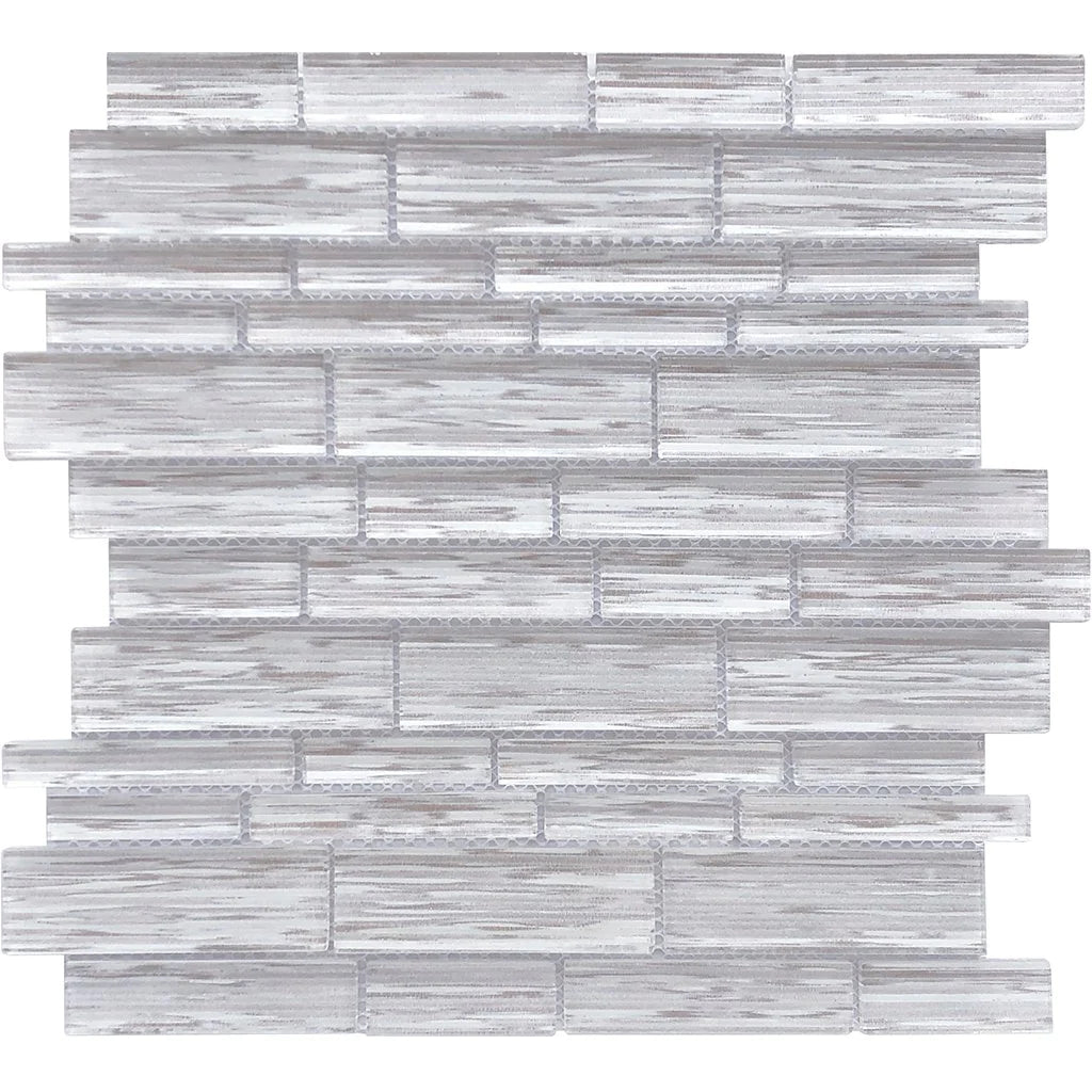 Coral Cay Multi Linear Mosaic on 12"x12 Mesh Glass Mosaic Tile Altona Series - Aquatica Collection