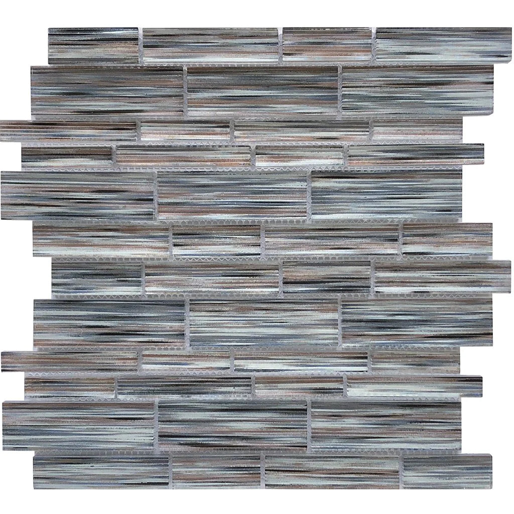 Freeport Multi Linear Mosaic on 12"x12 Mesh Glass Mosaic Tile Altona Series - Aquatica Collection
