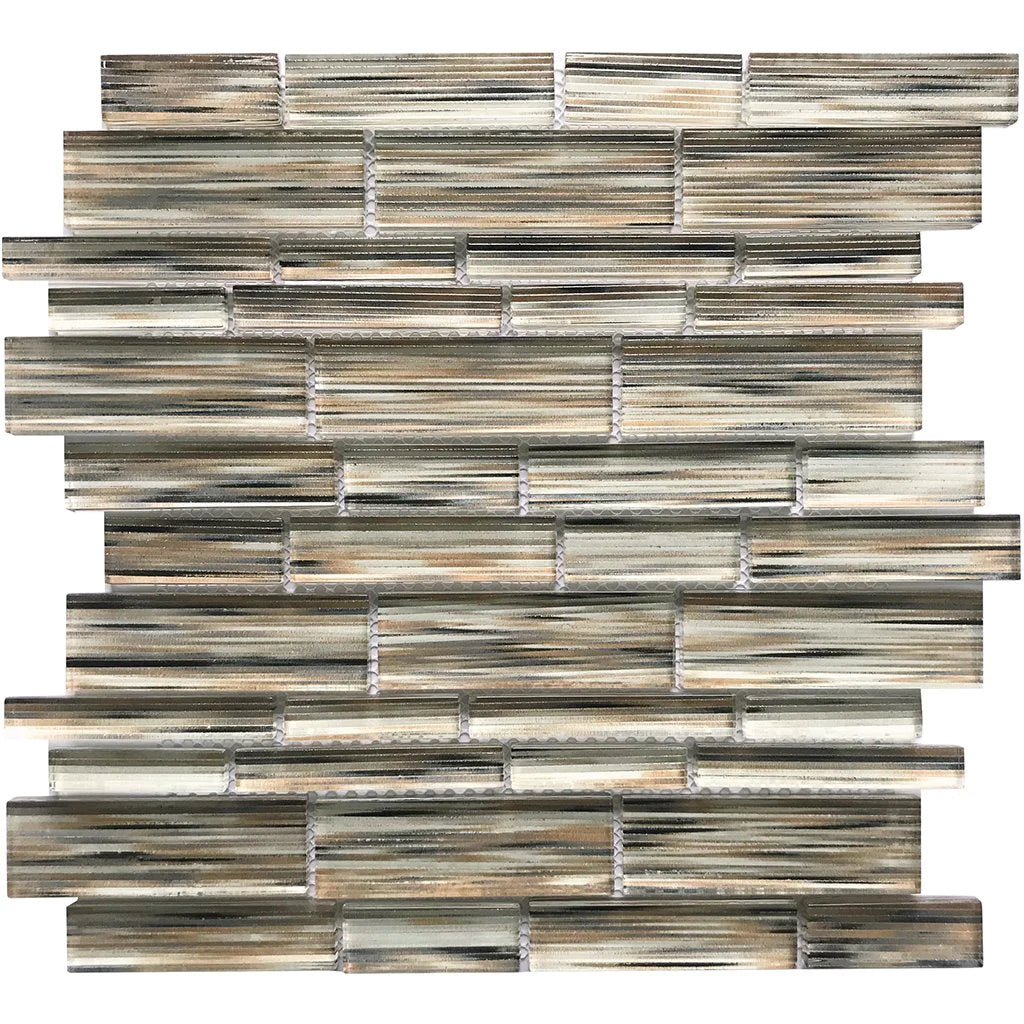 Hawks Nest Multi Linear Mosaic on 12"x12 Mesh Glass Mosaic Tile Altona Series - Aquatica Collection