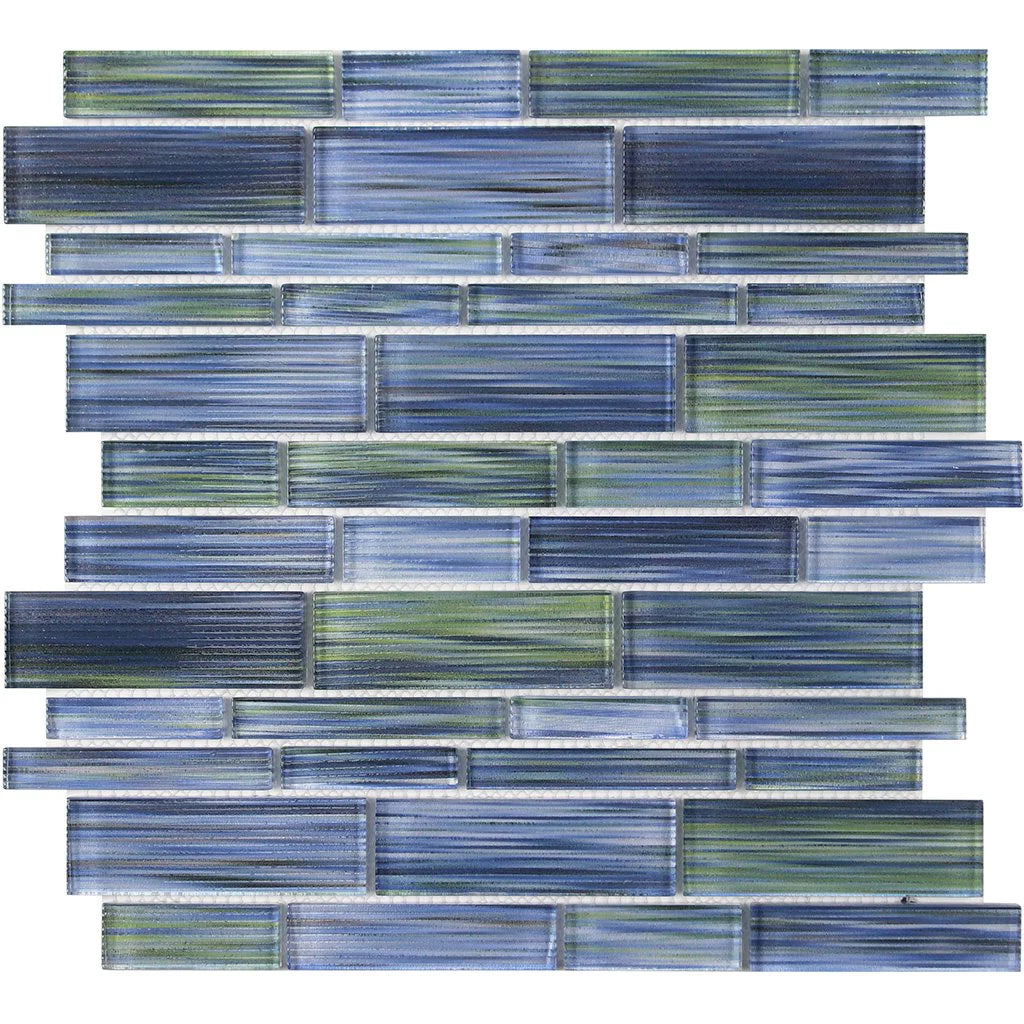 Mangrove Bay Multi Linear Mosaic on 12"x12 Mesh Glass Mosaic Tile Altona Series - Aquatica Collection