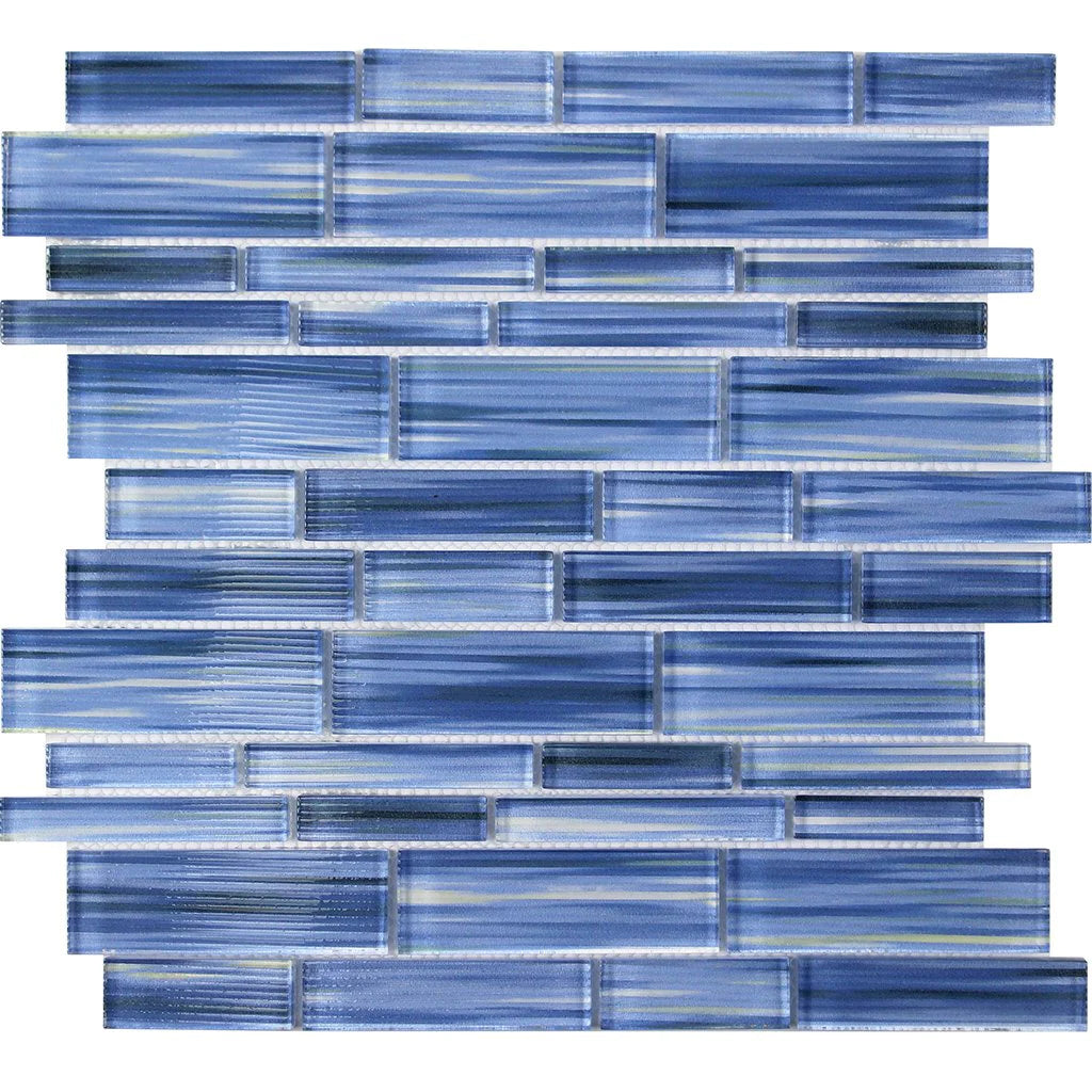 Spray Rock Multi Linear Mosaic on 12"x12 Mesh Glass Mosaic Tile Altona Series - Aquatica Collection