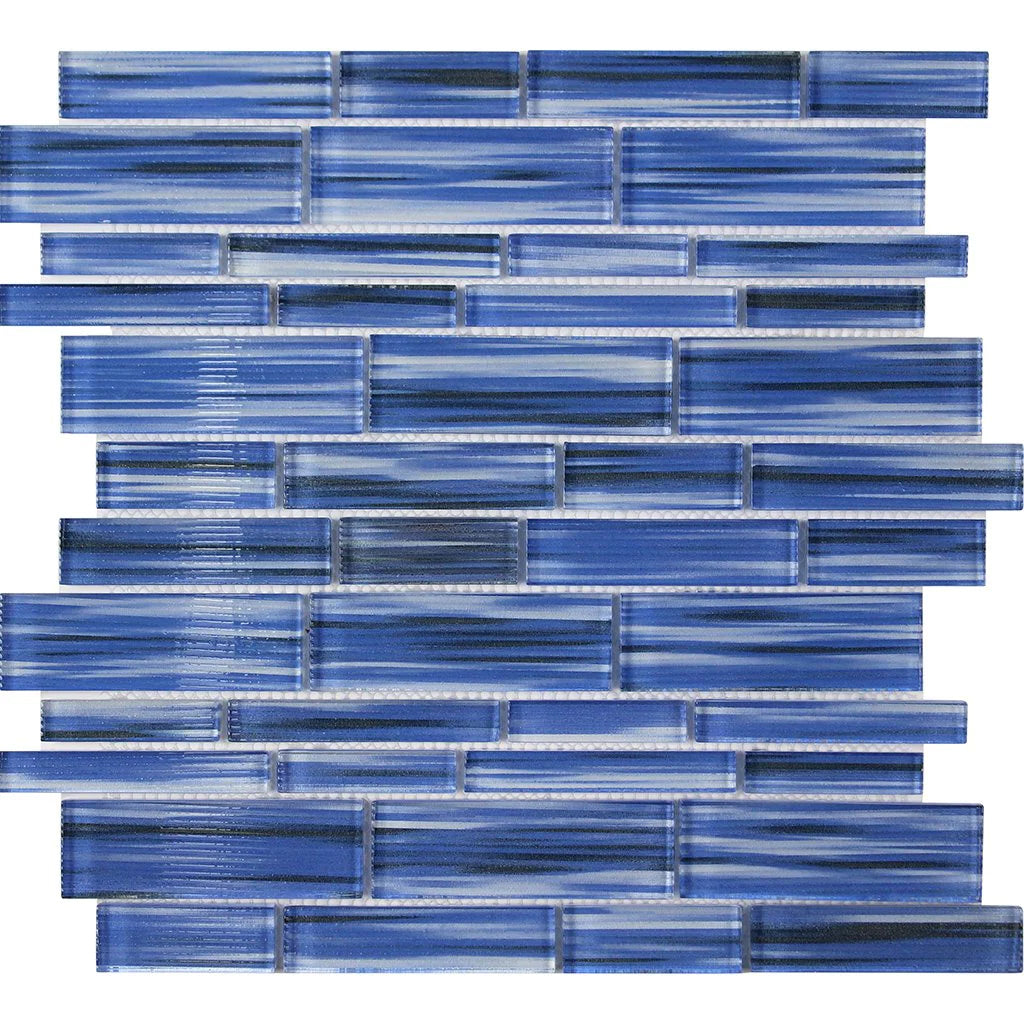 Tarpon Isle Multi Linear Mosaic on 12"x12 Mesh Glass Mosaic Tile Altona Series - Aquatica Collection