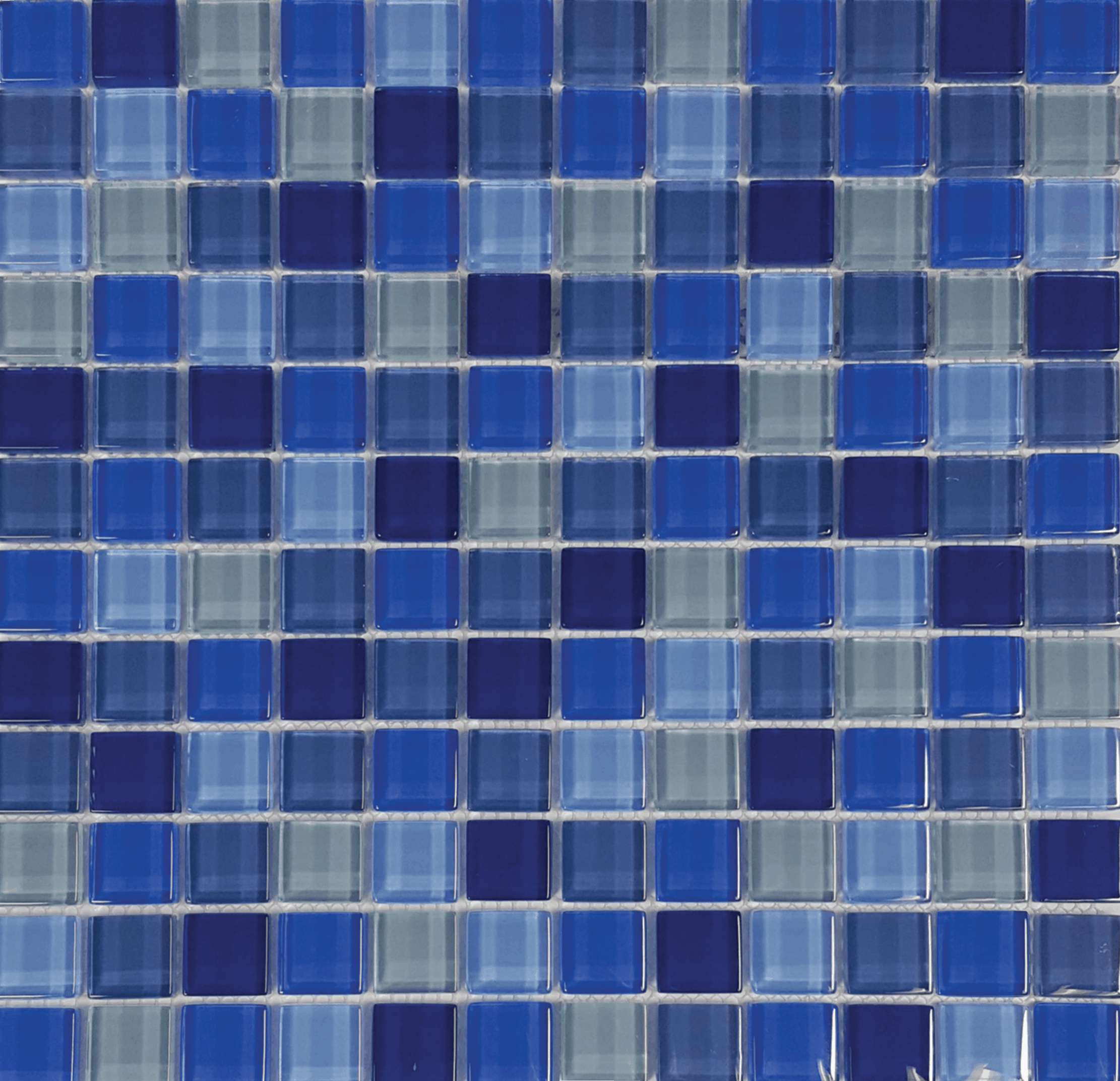 Bali 1"x1" on 12"x12" Mesh Crystal Glass Mosaic Tile Aqua Color Blends Series - Aquatica Collection