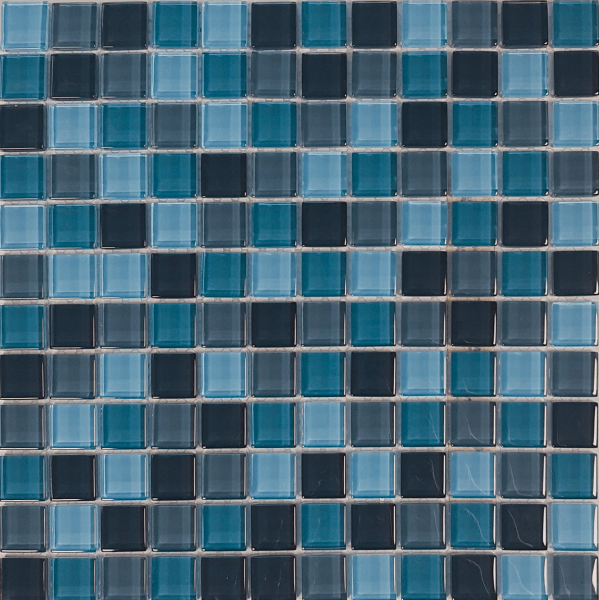Tahiti 1"x1" on 12"x12" Mesh Crystal Glass Mosaic Tile Aqua Color Blends Series - Aquatica Collection