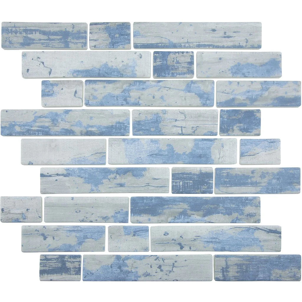 Aspen Multi-linear on 11.75"x11.5" Mesh Glass Mosaic Tile Bark Series - Aquatica Collection