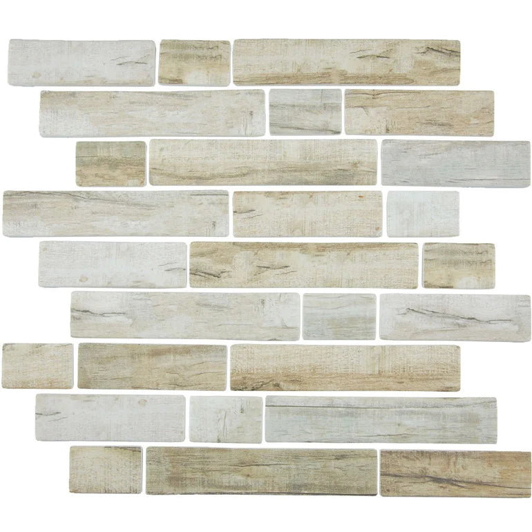 Cinnamon Multi-linear on 11.75"x11.5" Mesh Glass Mosaic Tile Bark Series - Aquatica Collection