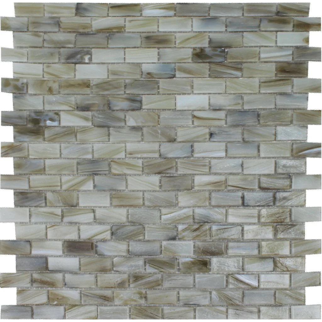 Jade Brick 0.5"x1.25" on 12.25"x12.75" Mesh Glass Mosaic Tile Aurora Series - Aquatica Collection