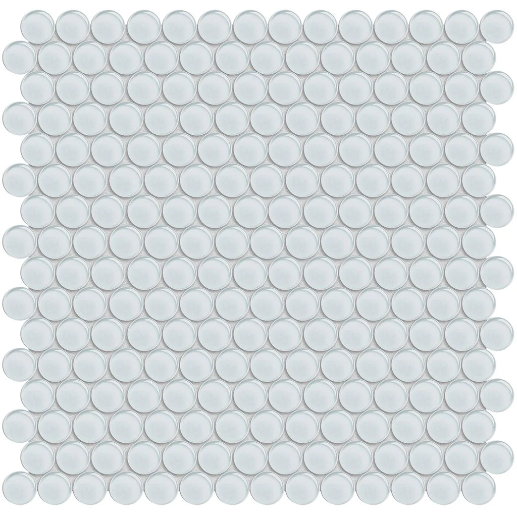 Penny Round Ice on 11.5"x11.75" Mesh Glass Mosaic Tile Element Series - Aquatica Collection