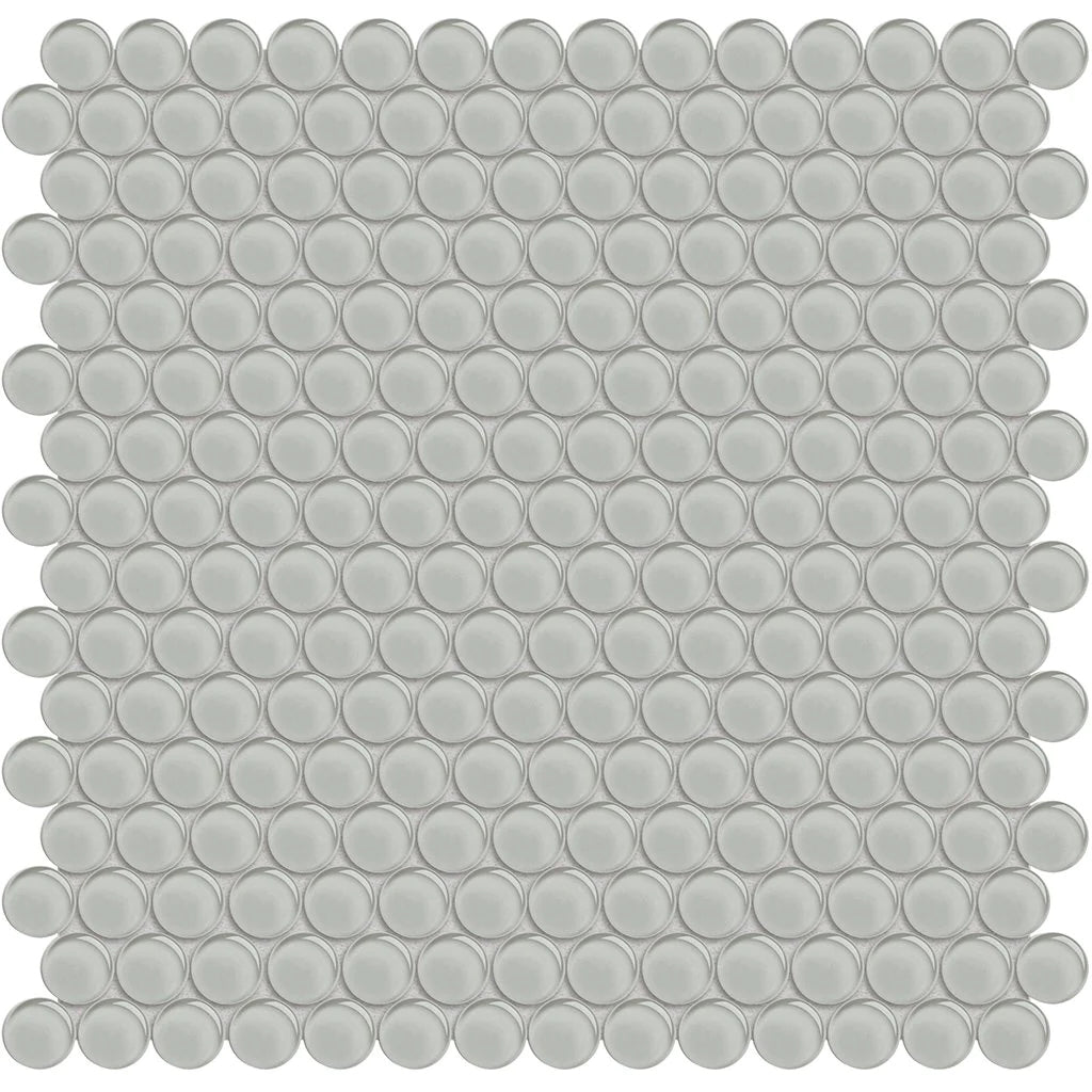Penny Round Mist on 11.5"x11.75" Mesh Glass Mosaic Tile Element Series - Aquatica Collection